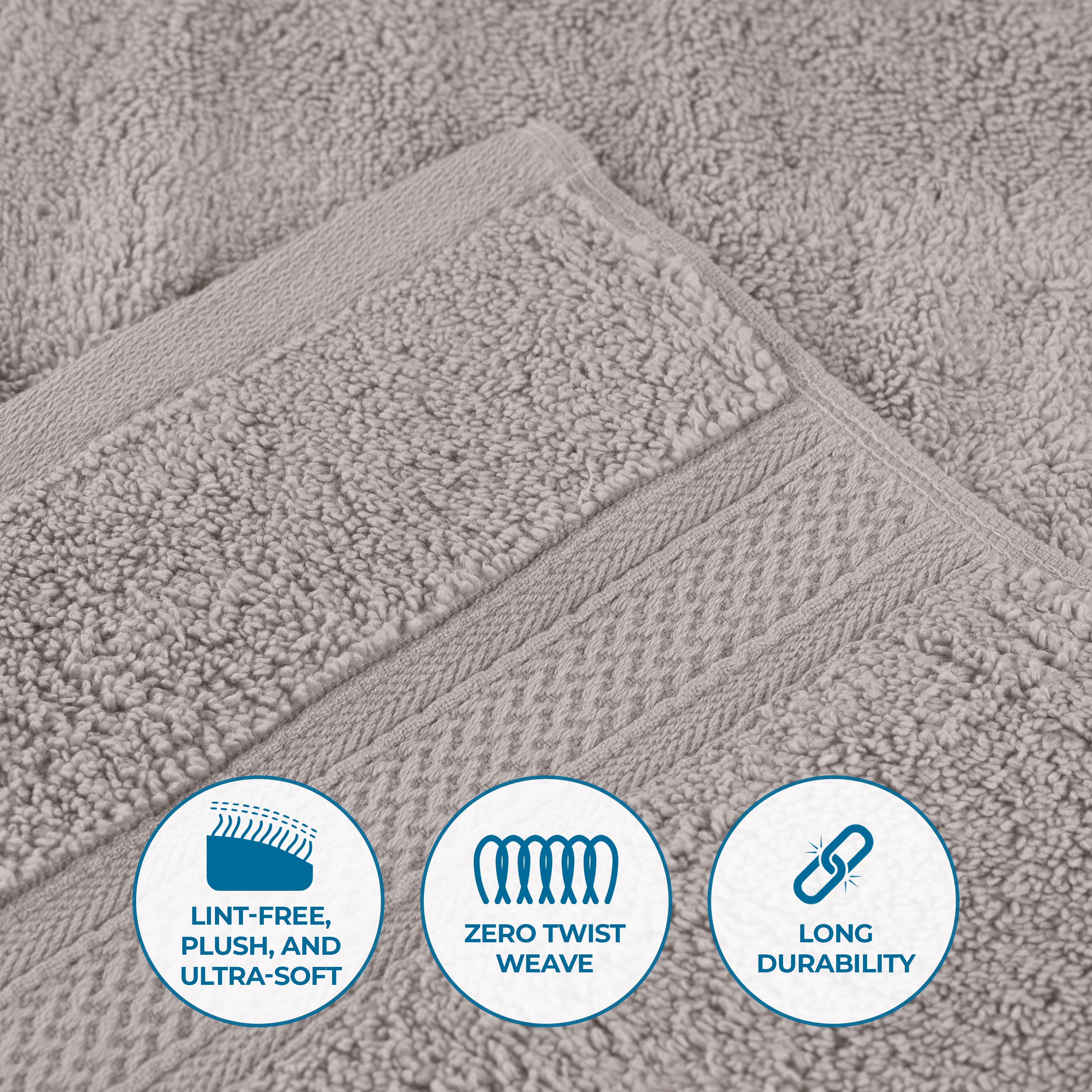 Premium Zero Twist Cotton Bath Towel Set of 2 - Ultra Soft Solid & Jacquard Chevron Design for Luxury Bathroom & Spa Experience