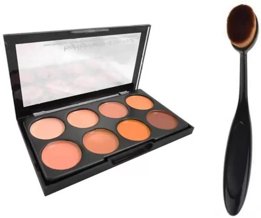 Professional Oval Makeup Brush & KB Highlighter Contour Set - 2 Piece Makeup Kit for Flawless Blending & Face Sculpting | Perfect for Everyday Makeup & Professional Contouring