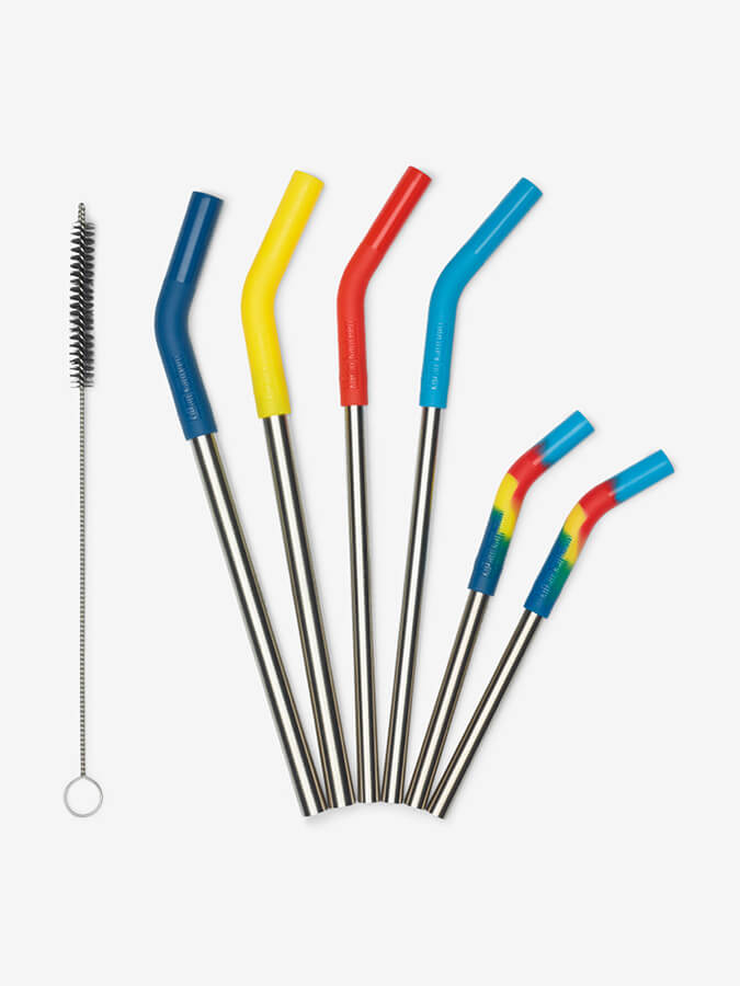 Klean Kanteen 6-Piece Reusable Stainless Steel Straw Set - Multi Color Drinking Straws for Smoothies, Iced Coffee & Cold Beverages at Home, Office or Travel