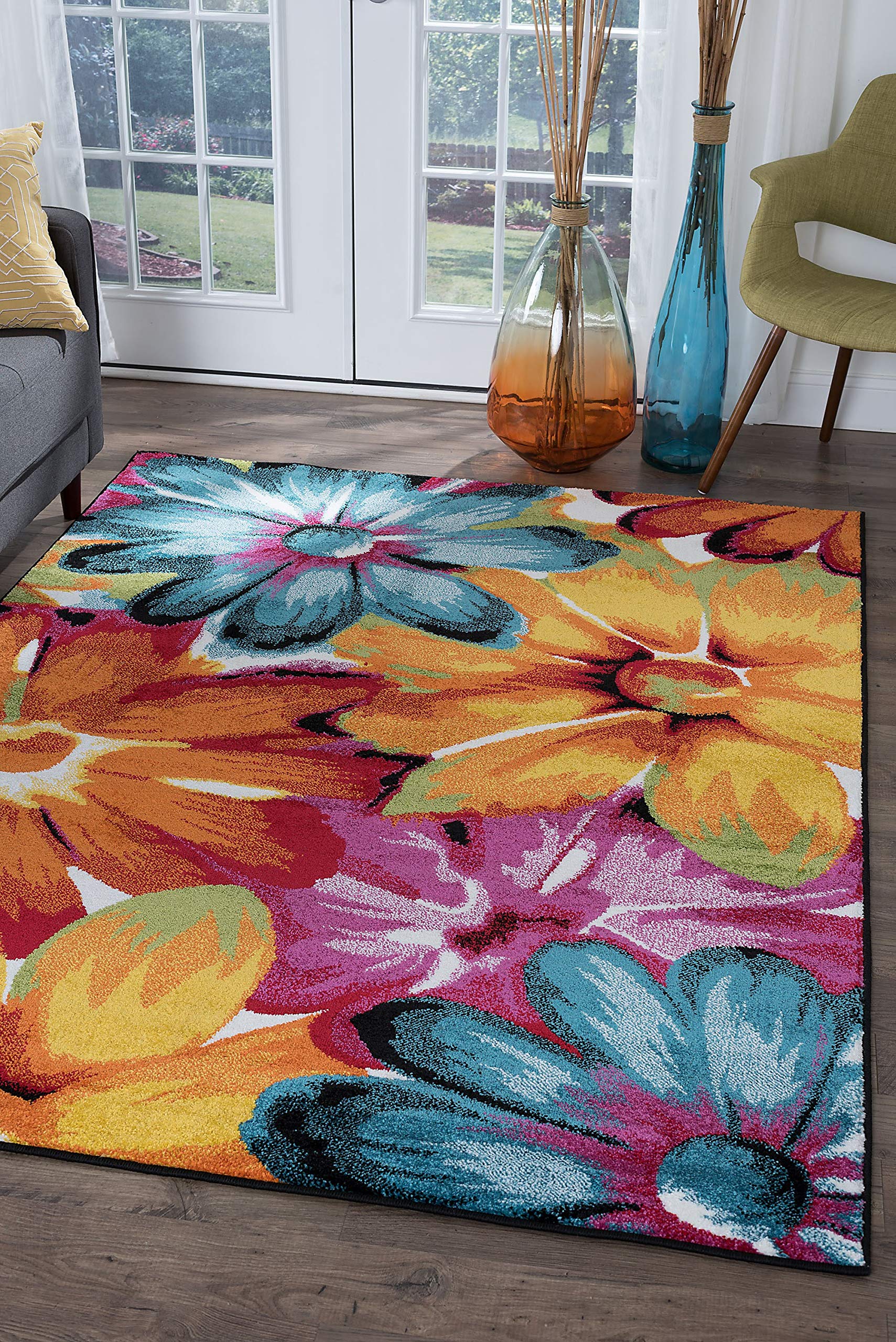 Modern 4x6 Area Rug - Soft Indoor Carpet for Living Room, Bedroom, Dining Room & Entryway - Contemporary Non-Slip Floor Mat - Perfect for Home Decor, Apartment & Office Use - Alfombras Modernas para Sala