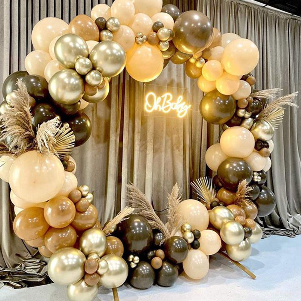 100-Pack Neutral Tan & White Balloon Garland Arch Kit - Rustic Baby Shower, Wedding, Birthday Party Decorations | Perfect for Nursery, Classroom, Graduation & Bridal Shower Backdrop Decor