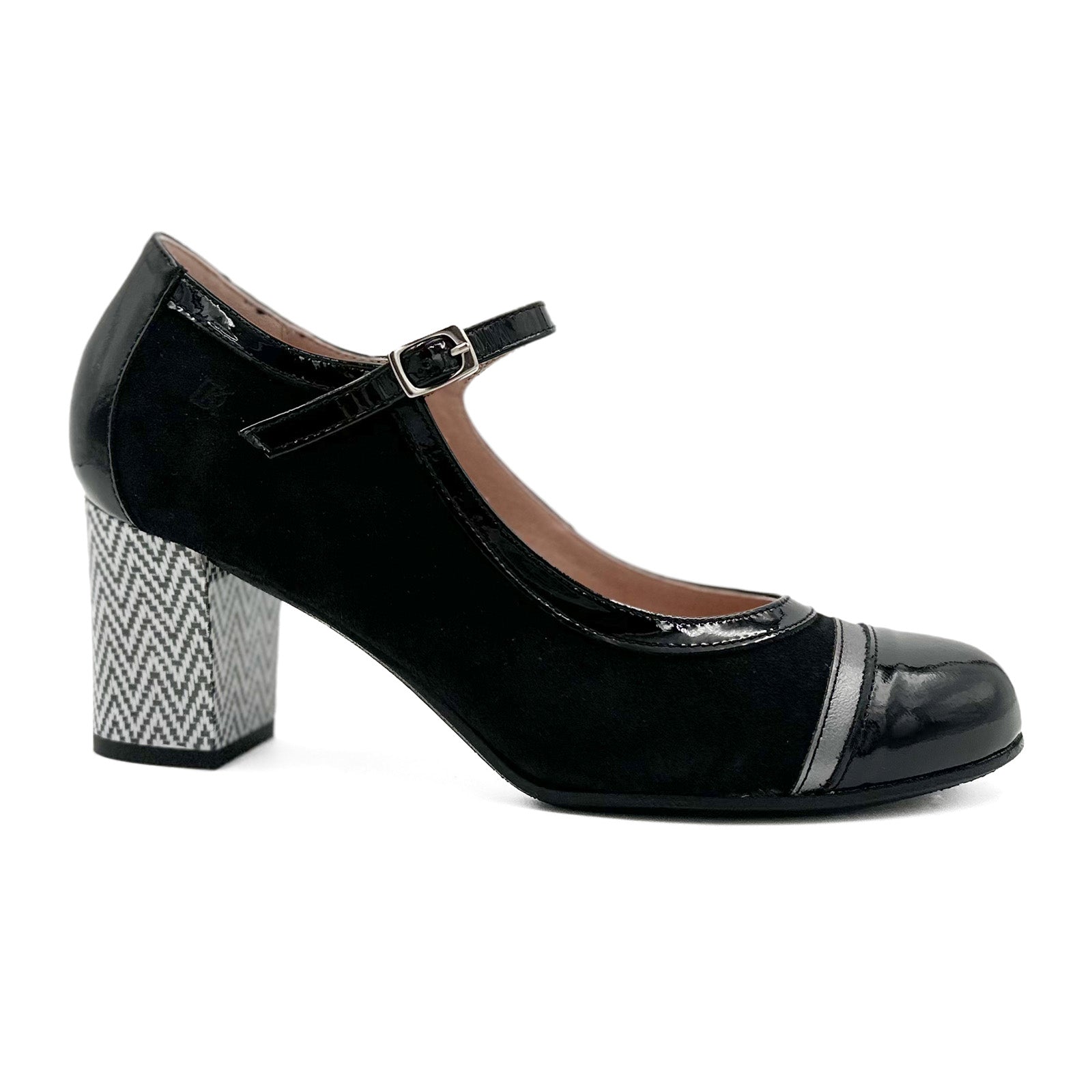 Dorking Rodin D9092 Women's Heeled Mary Jane Shoes - Black Anthracite | Comfortable & Stylish for Work, Parties & Special Occasions