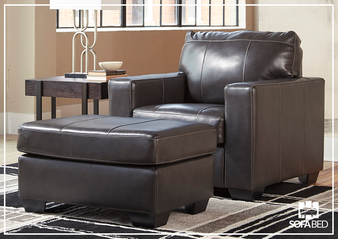Gio Italia Mayan Series Leather Ottoman - Gray & Chocolate Brown Footstool, Storage Bench | Perfect for Living Room, Bedroom & Home Decor