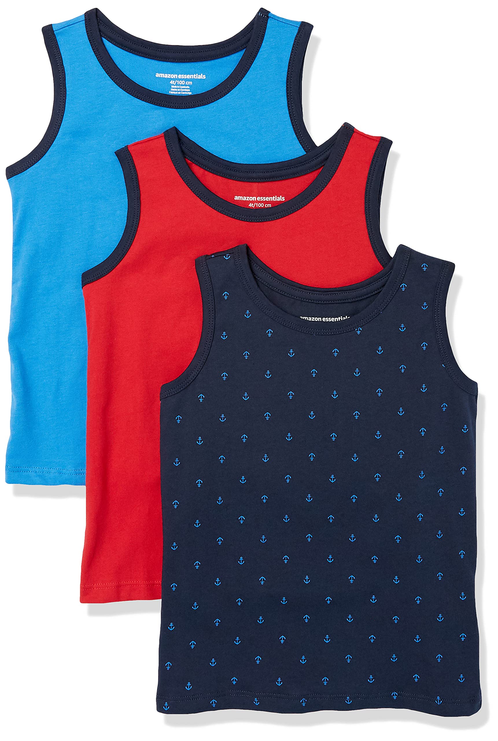Amazon Essentials Boys & Toddlers Sleeveless Tank Tops Multipack - Soft Cotton Summer Playwear for Active Kids (3-Pack) | Perfect for Playdates, Beach Outings & Everyday Comfort