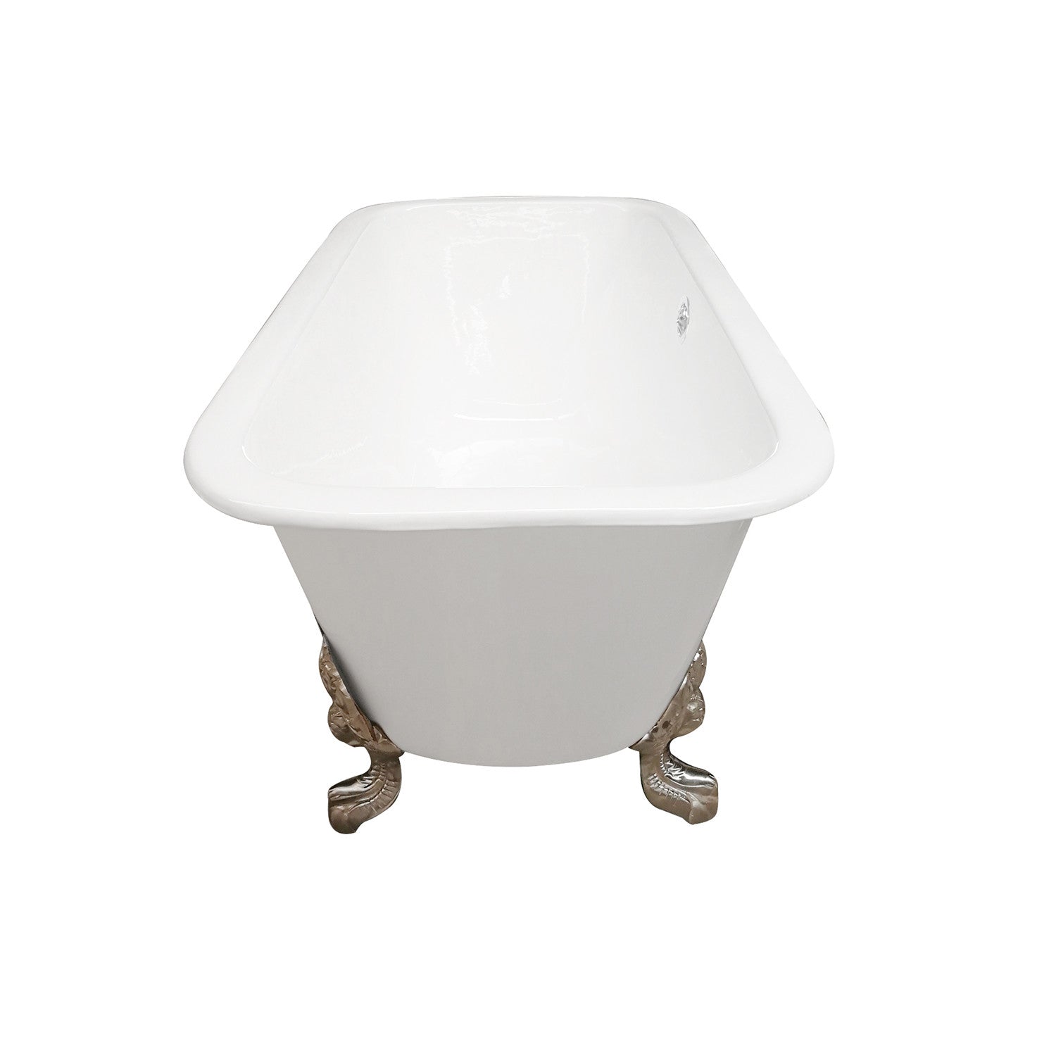 67 Inch White Cast Iron Clawfoot Bathtub - Rectangular Double Ended Freestanding Soaking Tub for Bathroom & Spa Relaxation (No Faucet Drillings)