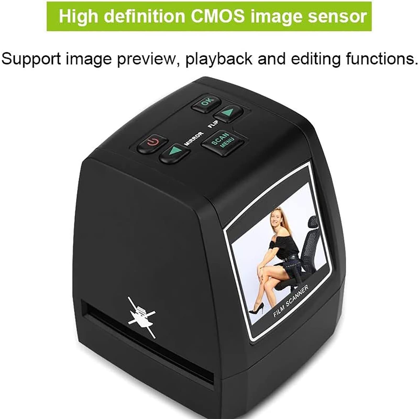 High Resolution Film Scanner with LED Backlight - 8mm Slide & Negative Scanner, Supports 32GB SD Card Storage - Perfect for Digitizing Old Family Photos, Film Negatives & Slides at Home