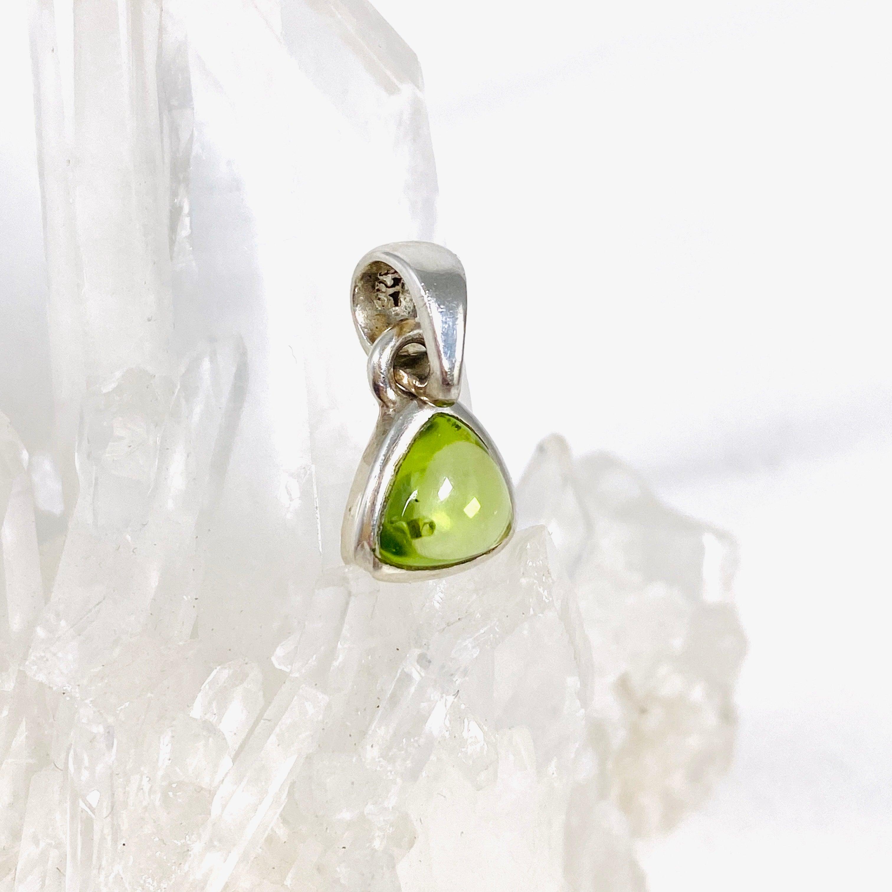 Natural Peridot Triangle Cabochon Pendant - Dainty Green Gemstone Jewelry for Women - Perfect for Everyday Wear & Special Occasions