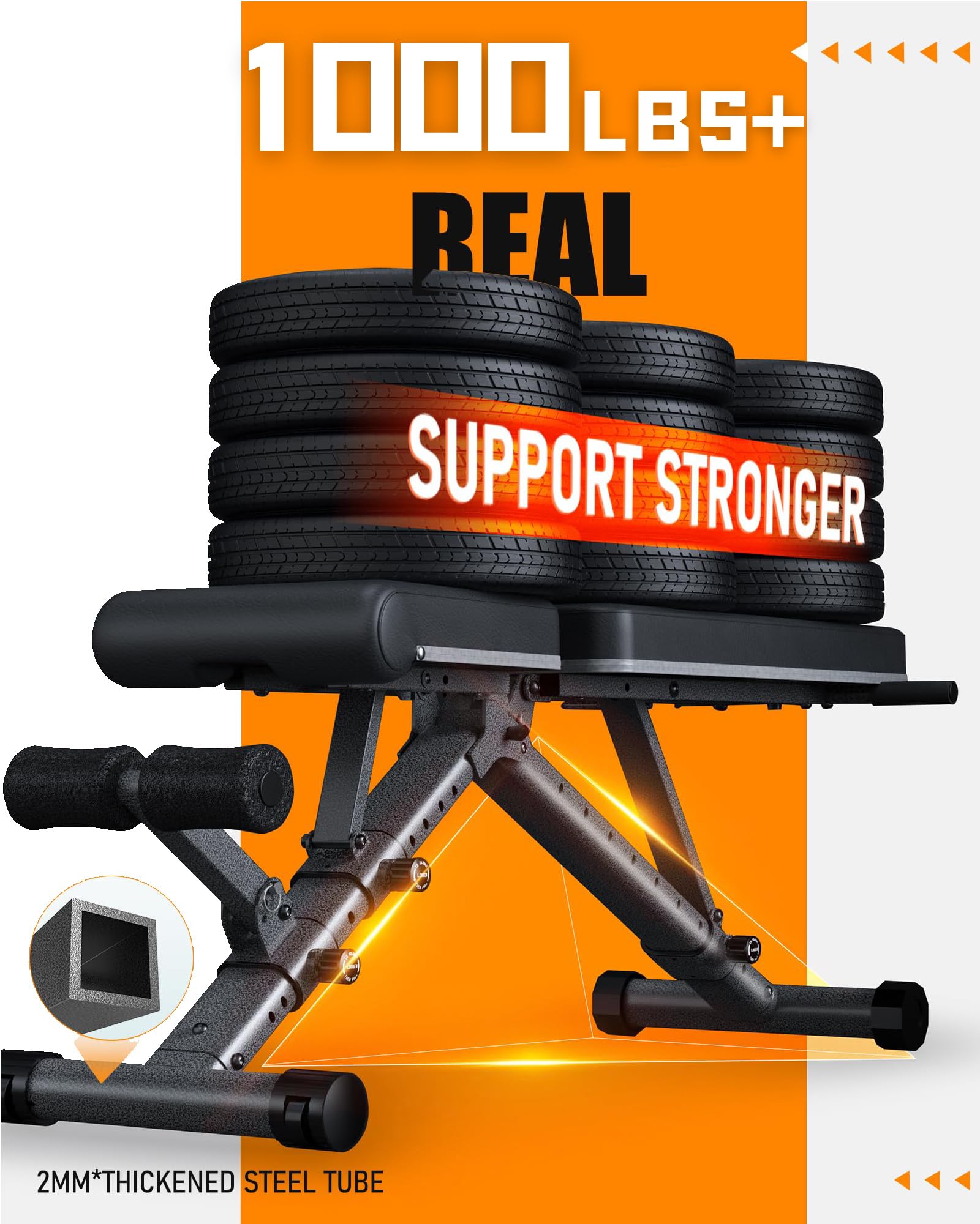 BARWING 90° Adjustable Weight Bench - 1000 LB Heavy Duty Incline Decline Workout Bench for Home Gym, Foldable Training Lifting Bench with Ultra Short Gap (2024 New Version) - Perfect for Strength Training, Bodybuilding & Home Fitness Workouts