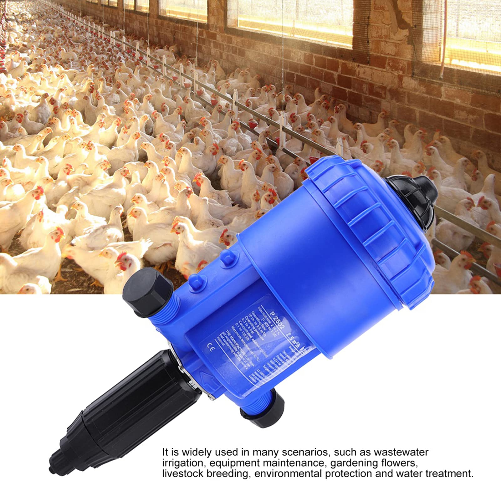 Automatic Drip Irrigation Fertilizer Injector Pump - 0.2% to 2% Adjustable Dosing for Gardening, Flowers & Livestock | Water-Powered Chemical Dispenser | Easy Installation | Perfect for Greenhouses, Farms & Hydroponics