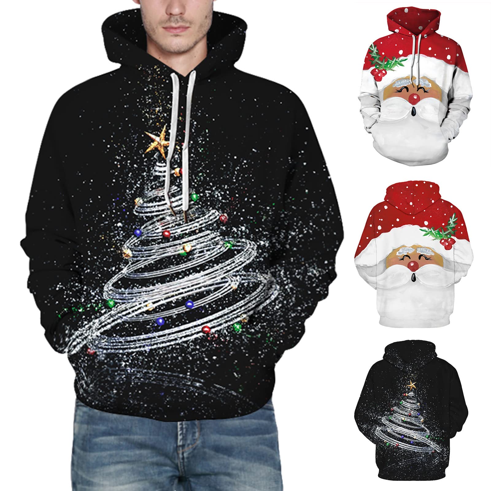 Christmas Couples Ugly Sweaters - Funny Graphic Hoodies for Holiday Parties