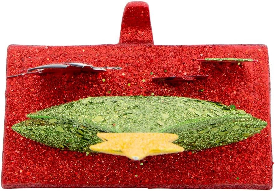 6.5 Inch Christmas Tree Glitter Base Stocking Hanger - Holiday Decor for Fireplace Mantel, Staircase, and Festive Home Decorations