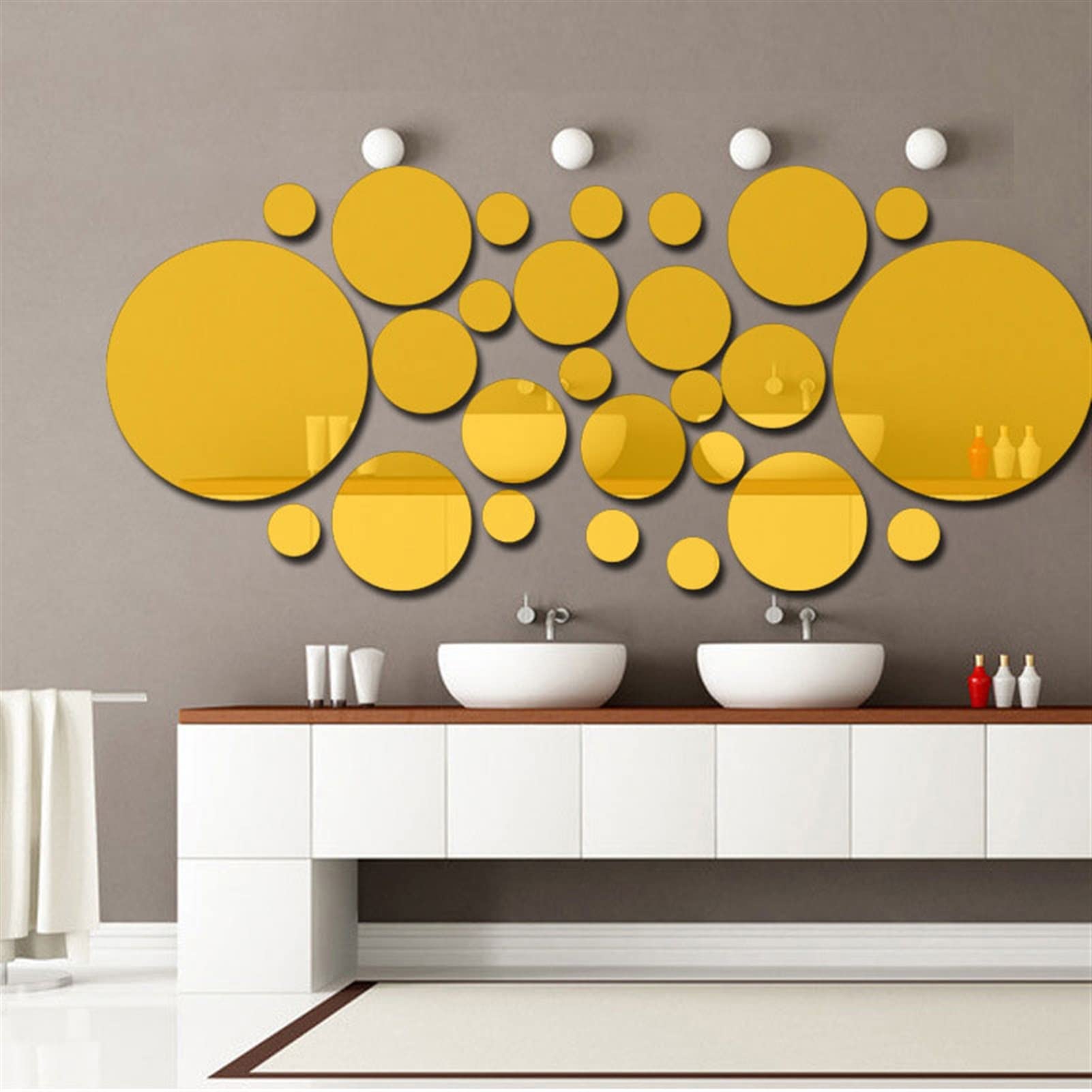 26Pcs Acrylic Mirror Tiles - Self-Adhesive Round Wall Decals for DIY Home Decor, Bedroom, Living Room & Dining Room Wall Art - Perfect for Creating Stunning Mirror Walls and Decorative Backgrounds
