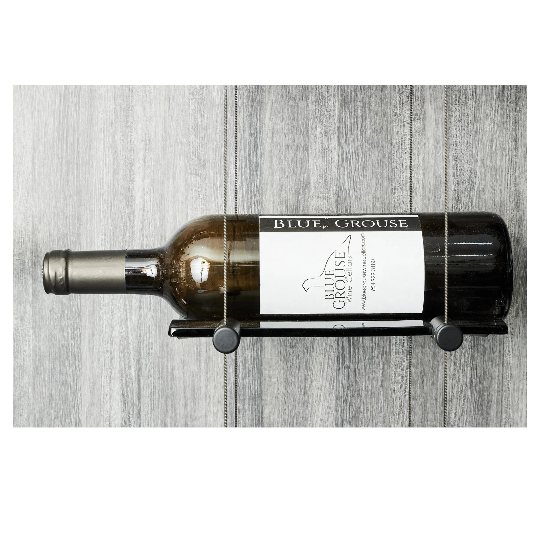 Blue Grouse 6 Bottle Floating Cable Wine Rack Display Kit - Modern Wine Storage Solution for Home Bars, Restaurants, and Wine Cellars