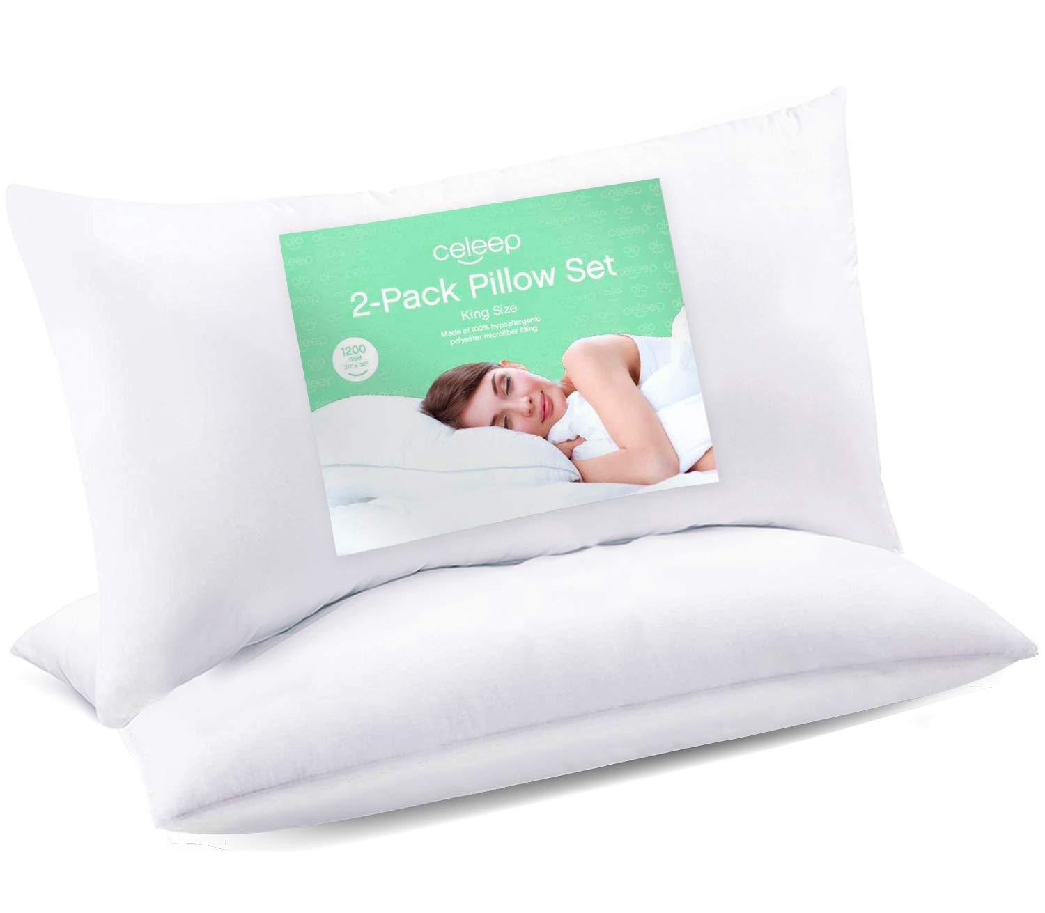 Premium King Size Bed Pillows (2 Pack) - Luxury Hotel Quality Sleeping Pillows for Side, Back & Stomach Sleepers - Hypoallergenic Microfiber Filling - Soft & Supportive for Better Sleep - Perfect for Master Bedroom, Guest Room & Travel Use