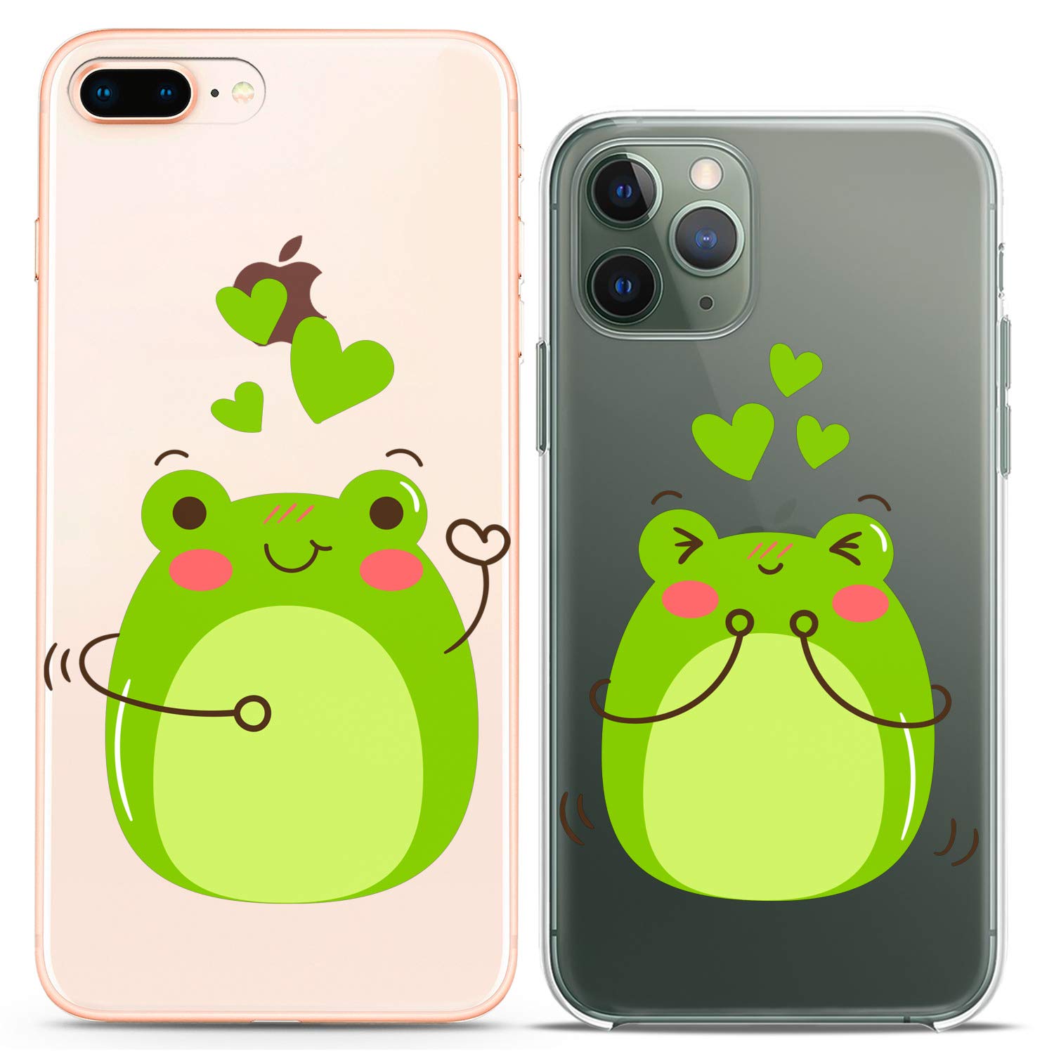 Cute Green Frog Matching Couple Phone Cases - Compatible with iPhone 16/15/14/13/12/11 Pro Max/Mini/XS/X/8 Plus/7+/XR/10/SE/5 - Adorable Love Gift Silicone Cover for Anniversary & Couples - Perfect for Valentine's Day, Dating & Relationship Gifts for Girlfriend/Boyfriend