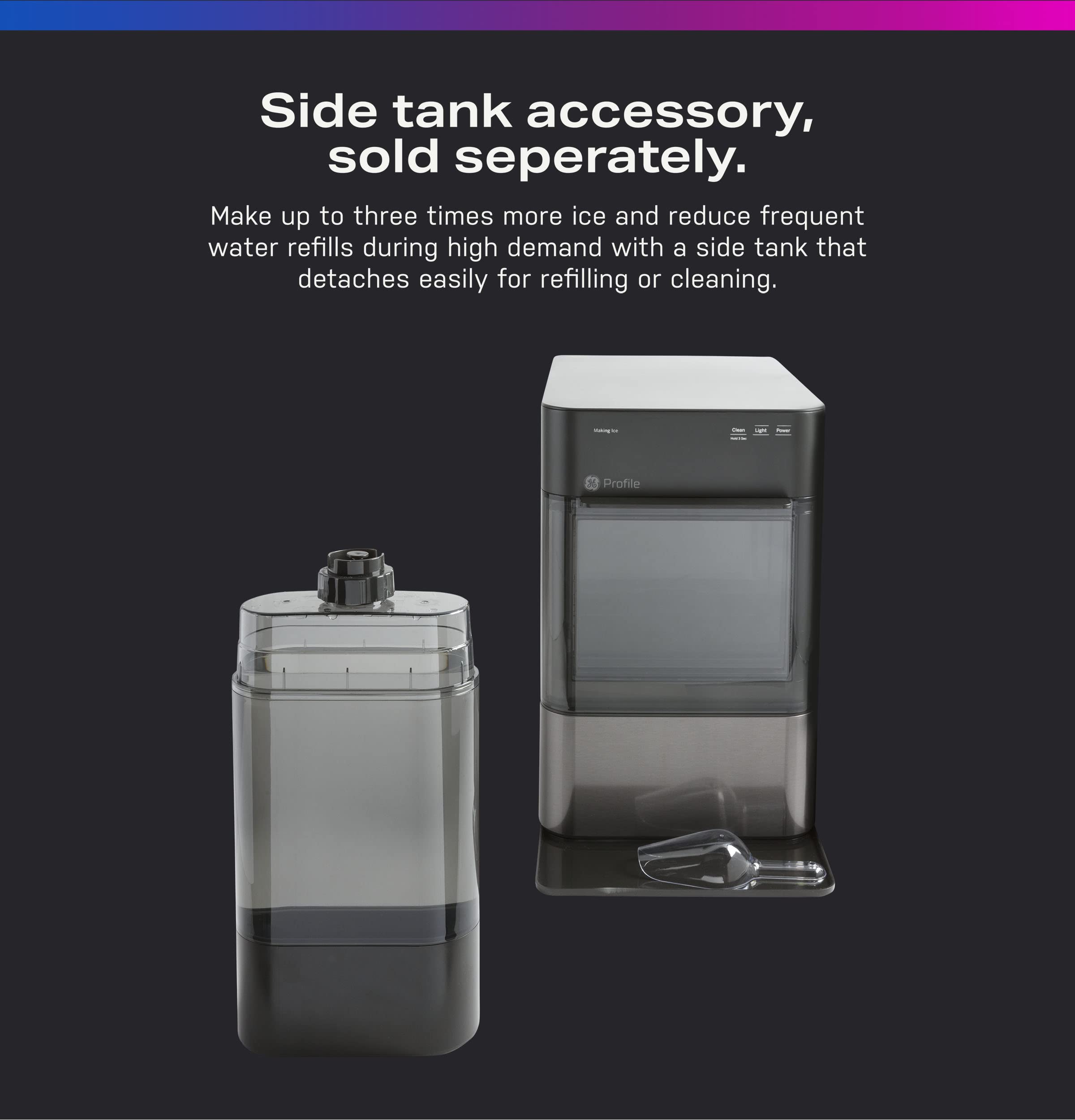 GE Profile Opal 2.0 Countertop Nugget Ice Maker with WiFi - Smart Home Kitchen Appliance, Stainless Steel (Renewed) - Perfect for Cocktails, Sodas & Home Bars