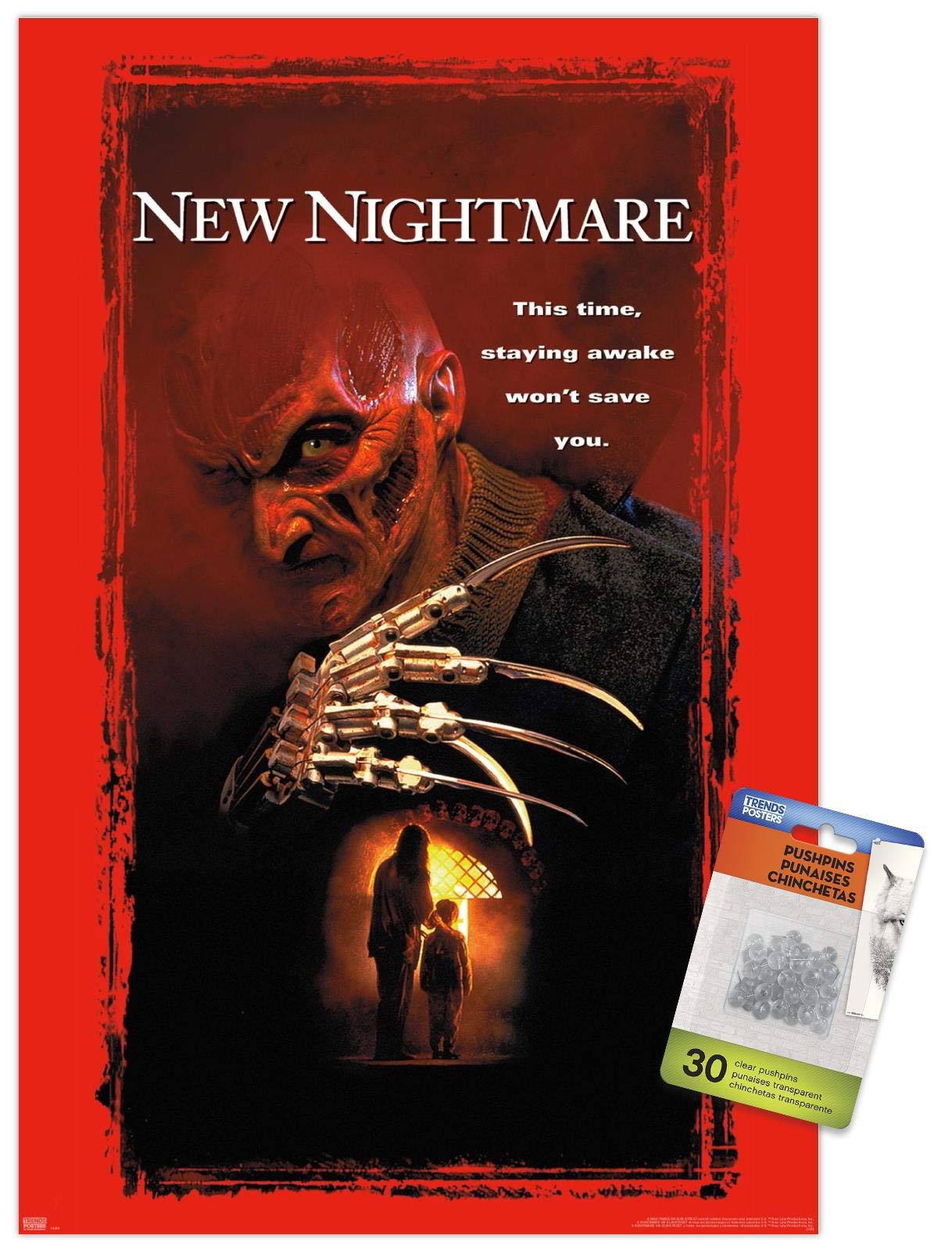 New Nightmare Horror Movie One Sheet Wall Poster with Push Pins - Perfect for Bedroom, Home Theater & Halloween Decor
