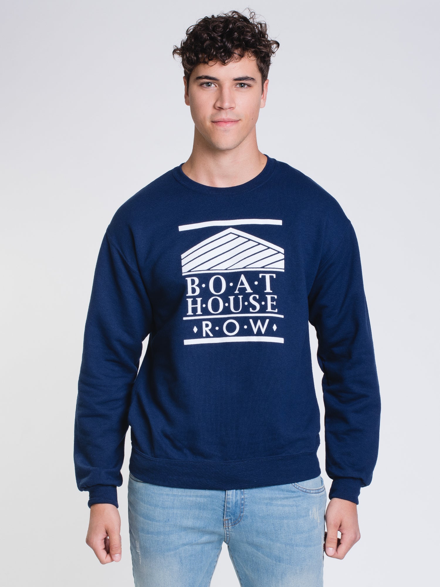 BOATHOUSE RETRO BH LOGO FLOCK T-Shirt - Navy Blue - Clearance Sale - Casual Wear & Vintage Style for Men