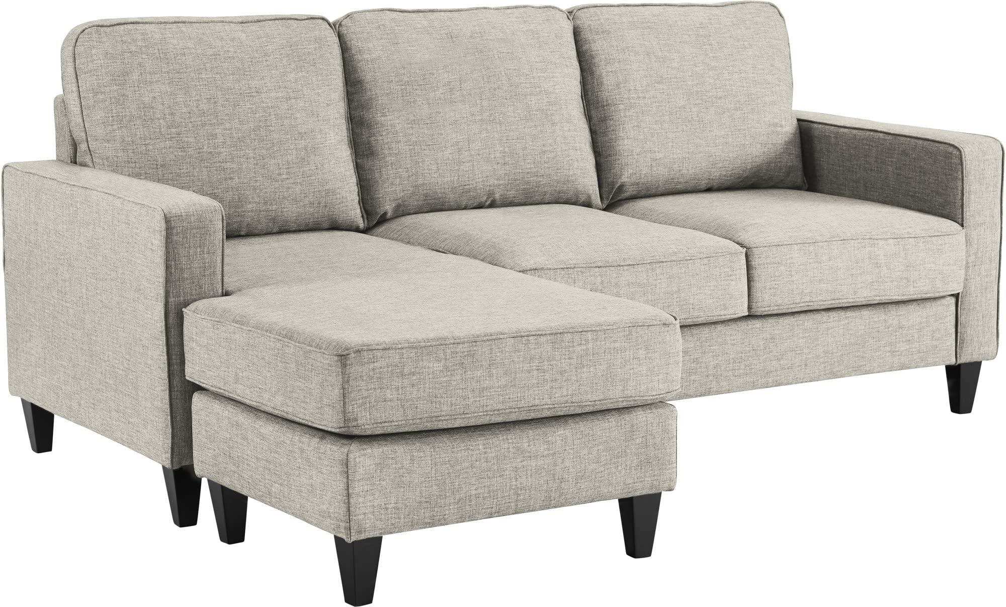 Serta Harmon Reversible L-Shaped Sectional Sofa - Modern Small Space Couch with Soft Fabric Upholstery, Square Arms & Pillow Back Cushions in Light Gray - Perfect for Apartments, Living Rooms and Cozy Home Spaces