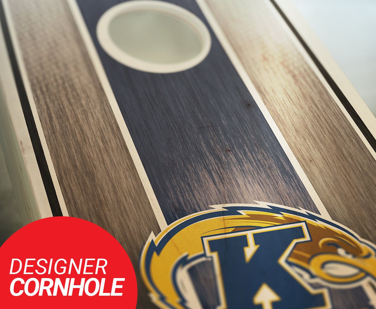 Premium Custom Cornhole Boards Set - Regulation Size Stained Striped Design with 8 ACA Approved Bean Bags - Perfect for Backyard Parties, Tailgating & Outdoor Games