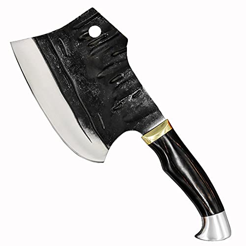 Handmade Forged Stainless Steel Sharp Chopping Knife - Professional Chinese Butcher Knife & Meat Cleaver for Kitchen | Perfect for Cutting Meat, Bones & Vegetables