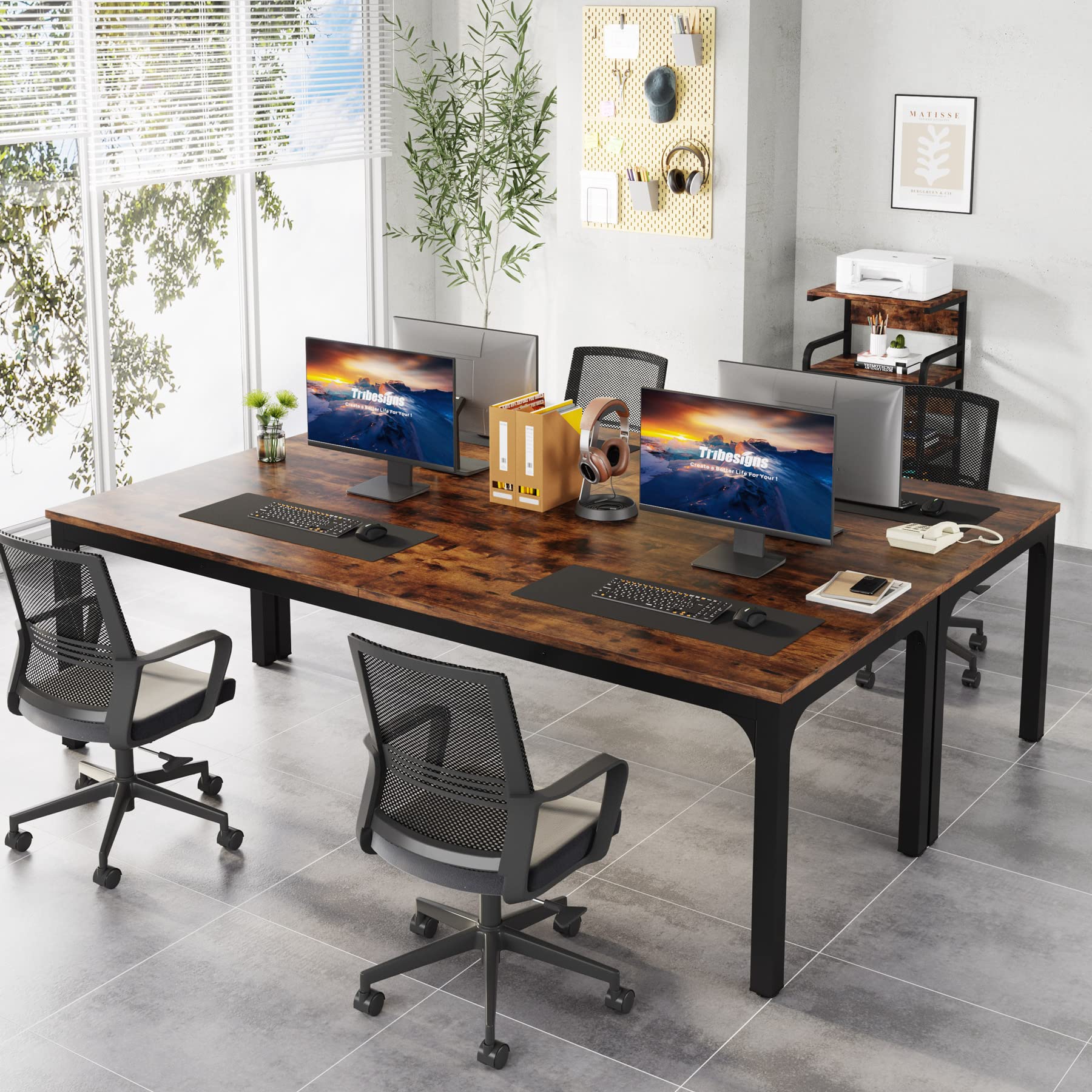 Tribesigns 78.7 Inch Extra Long Computer Desk for 2 People - Spacious Double Workstation with Sturdy Frame for Home Office & Gaming Setup - Perfect for Shared Workspaces, Remote Work, and Online Classes