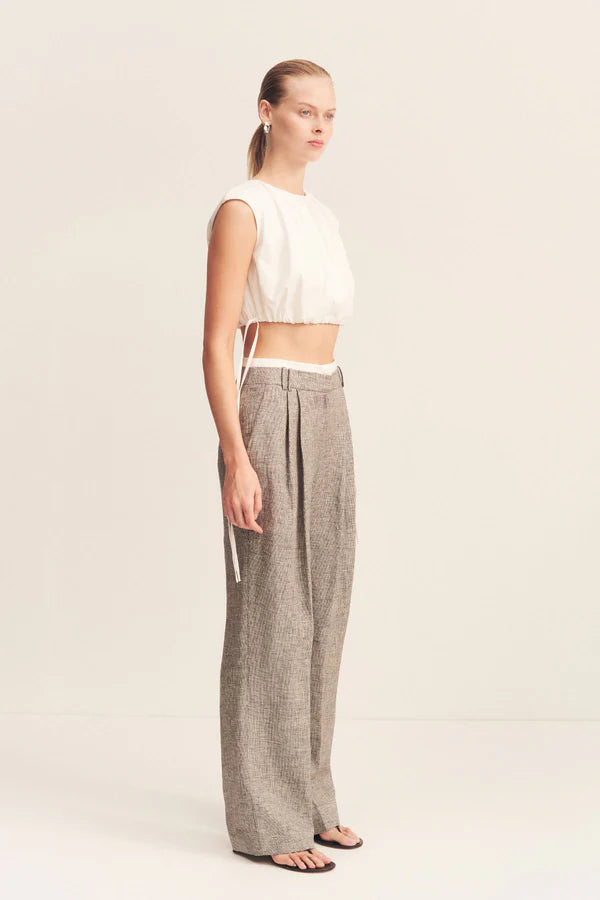 Elliot Double Waist Band Pants for Women - Stretch Comfort Fit High Waisted Trousers (Concrete Color) - Perfect for Office, Business Casual & Everyday Wear