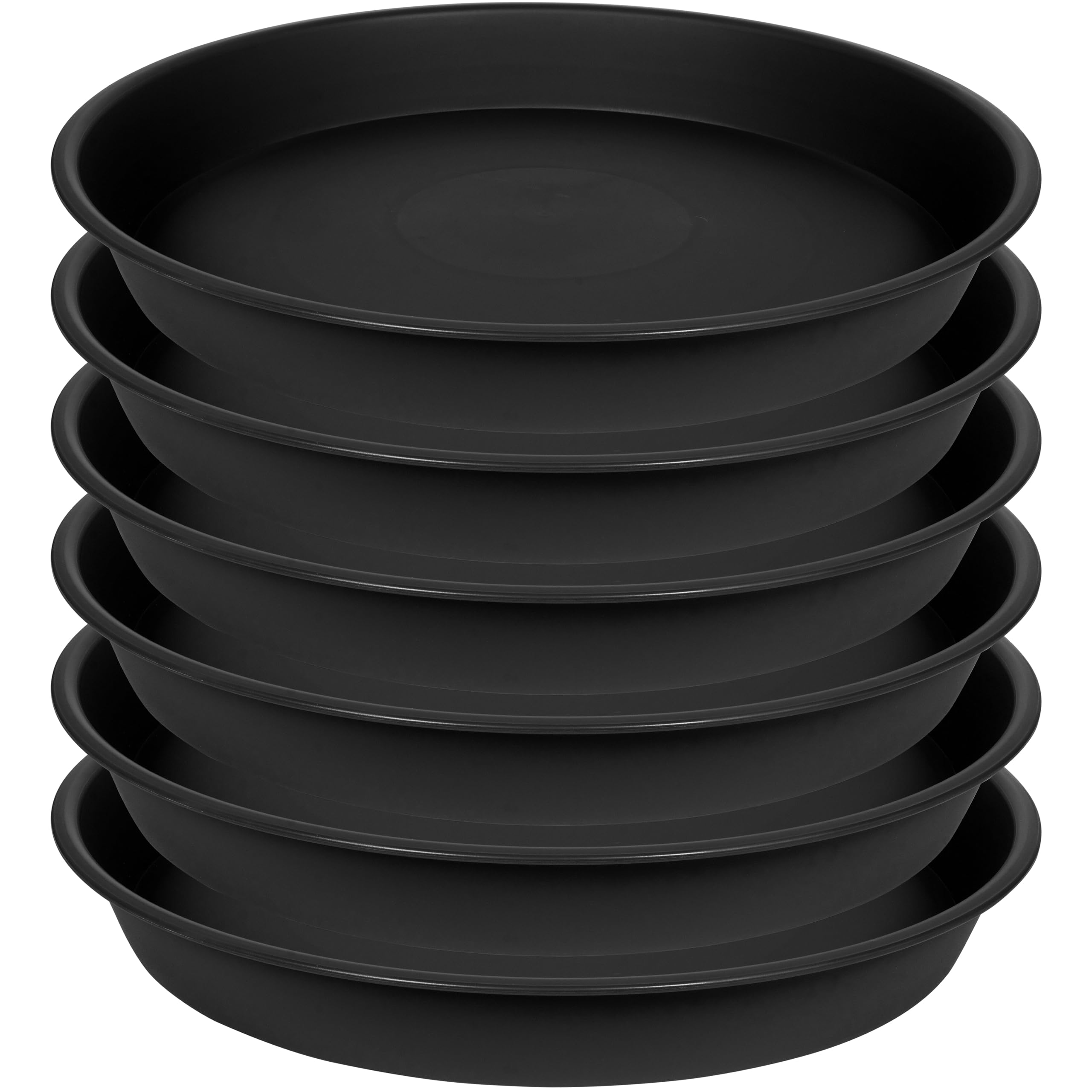 6 Pack of 12 Inch Black Plant Saucers - Round Plant Drip Trays for Indoor Flower Pots, Heavy Duty Plastic Plant Pot Saucers for Home Decor, Gardening, and Plant Protection (12
