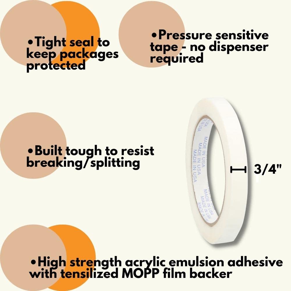PSBM Heavy Duty Strapping Tape 0.75 Inch x 60 Yards (6912 Pack) - 3/4 Inch White Polypropylene Packaging Tape for Bundling, Palletizing & Reinforcing - Ideal for Shipping, Moving & Warehouse Use