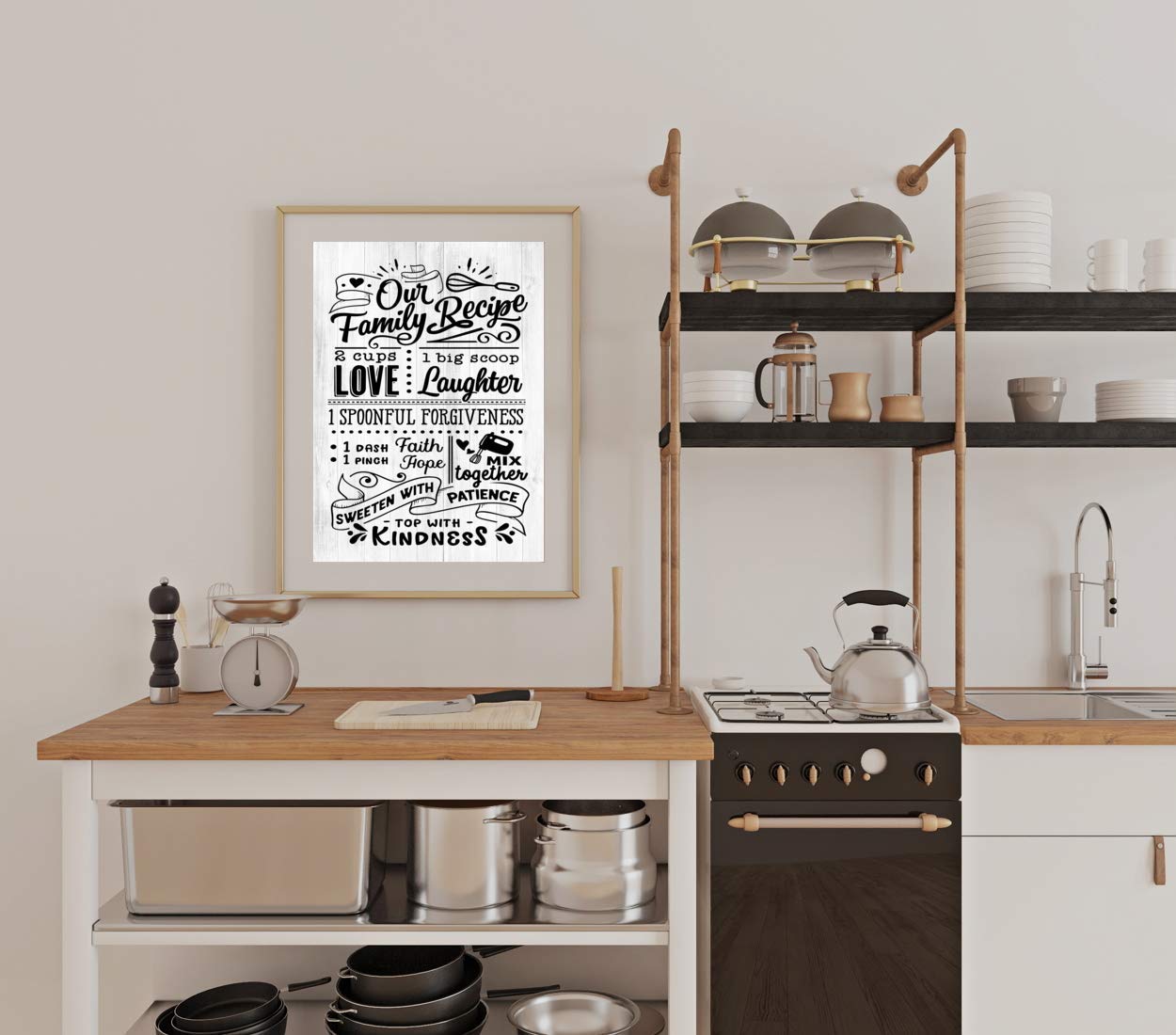 Happy Signs for Home Decor | Family Recipe Kitchen Wall Art, Cute Typography Fun Character Kitchen Decor | 8x10 Unframed Prints | Perfect for Farmhouse, Apartment & Gift Giving