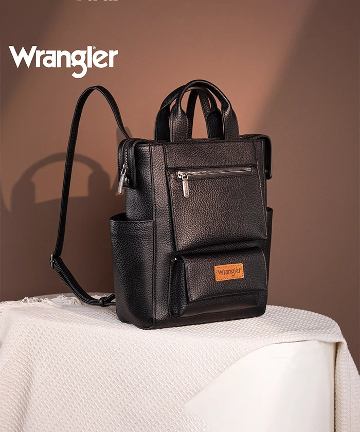 Wrangler Convertible Leather Backpack for Men & Women - Durable Travel Backpack with Adjustable Straps - Perfect for Hiking, Work & School