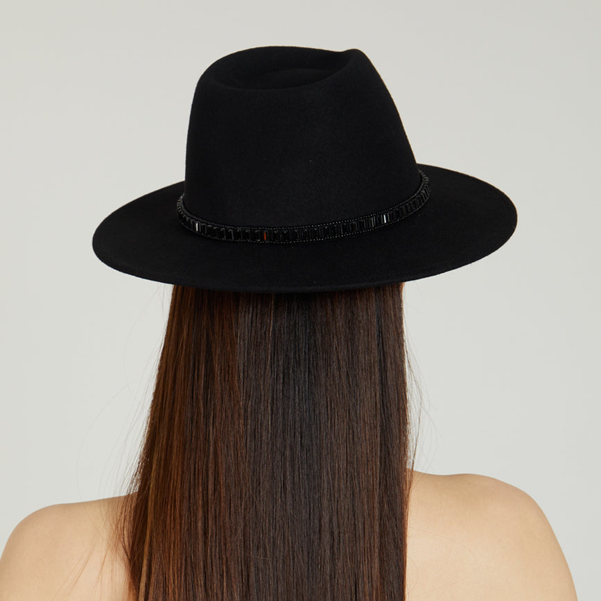 Blaine Crystal Fedora Hat for Women & Men - Elegant Rhinestone Embellished Wide Brim Hat for Parties, Weddings & Special Occasions