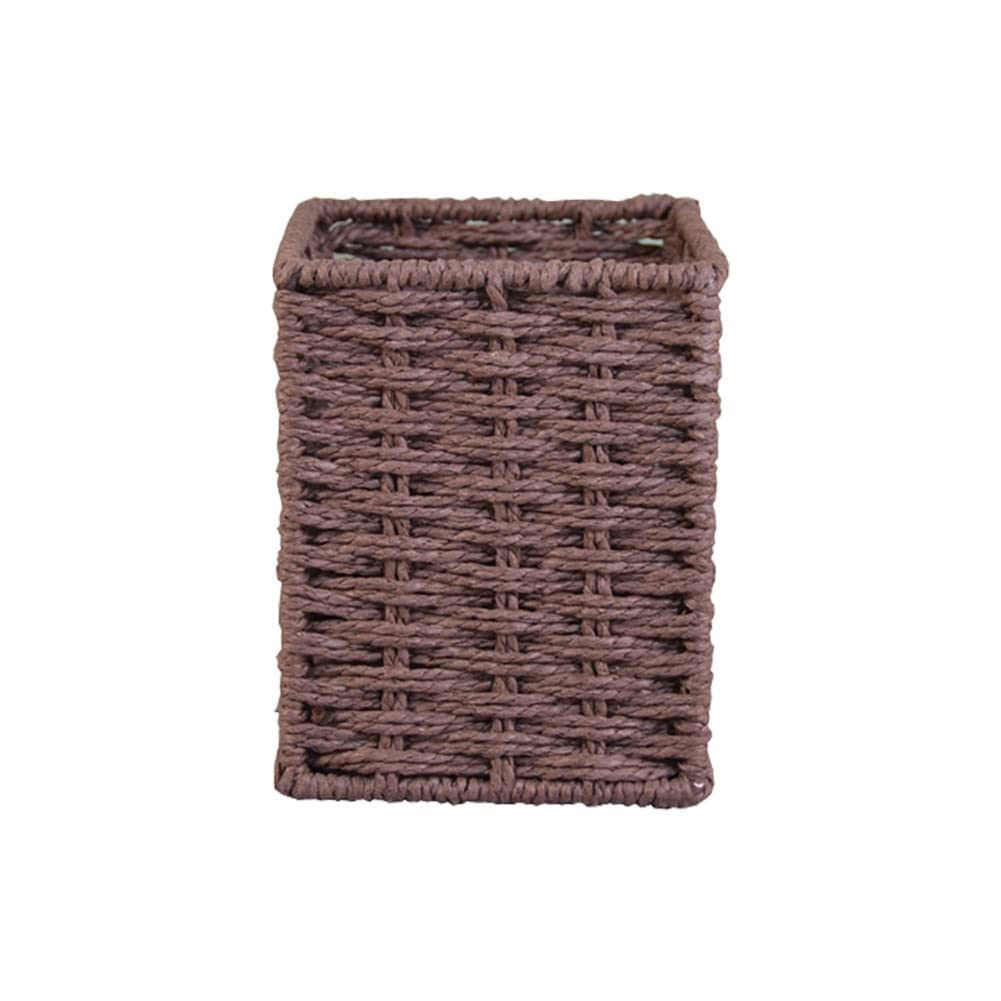 Ochine Handmade Woven Rattan Pencil Holder - 1 Pack Natural Wicker Pen Cup & Makeup Brush Organizer, Desktop Storage Basket for Home, Office, School Desk Accessories | Perfect for Organizing Stationery, Cosmetics & Small Items on Your Workspace