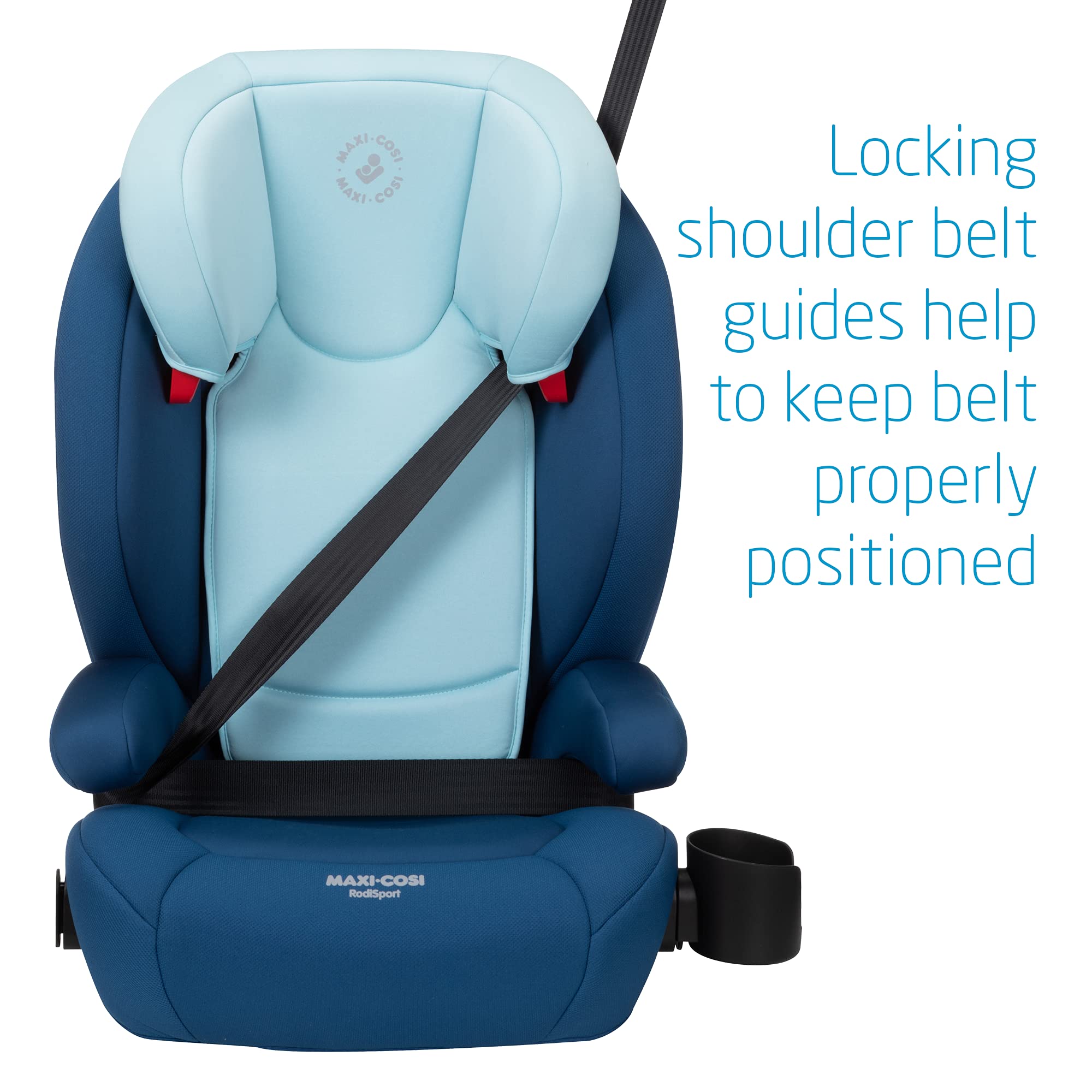 Maxi-Cosi Rodi Sport High Back Booster Car Seat for Kids 40-100 lbs | Essential Blue | Safe & Comfortable for Road Trips & Daily Commutes