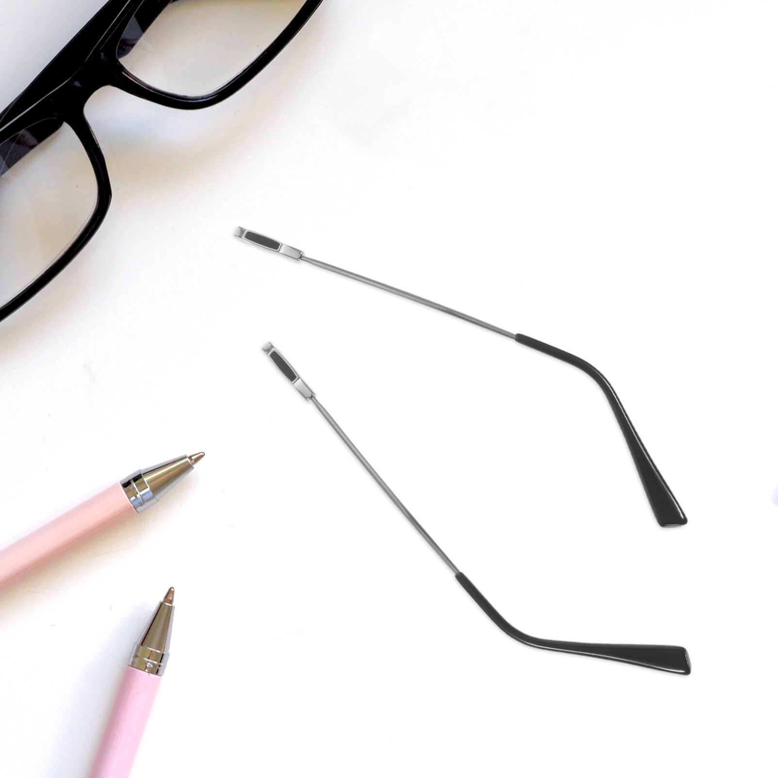 Lurrose 1 Pair Glasses Replacement Temple Arms - Metal Frame Rubber Ear Hooks for Eyeglass Repair Parts | Durable & Comfortable for Reading, Computer Work, and Daily Wear