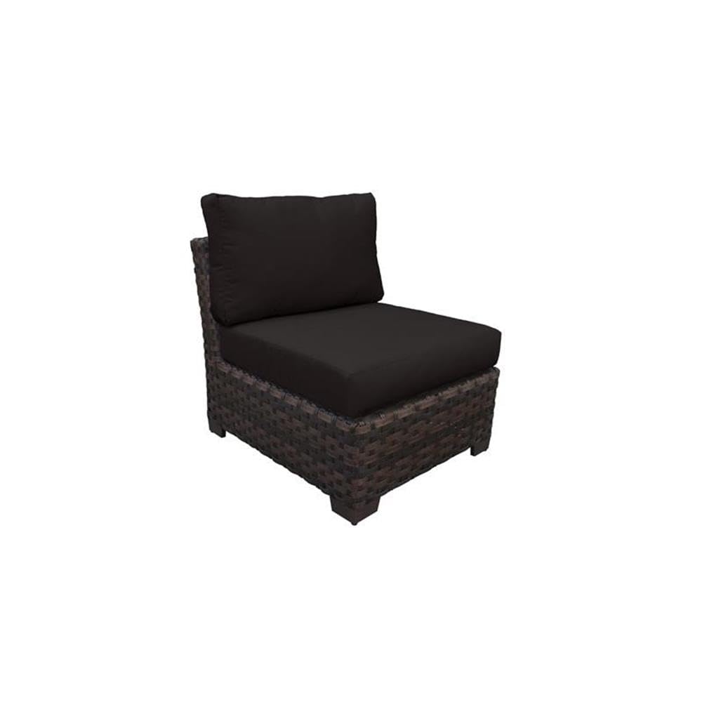 TK Classics Kathy Ireland River Brook 7-Piece Black Wicker Patio Furniture Set - Outdoor Dining & Lounge Set for Garden, Poolside, and Backyard Relaxation