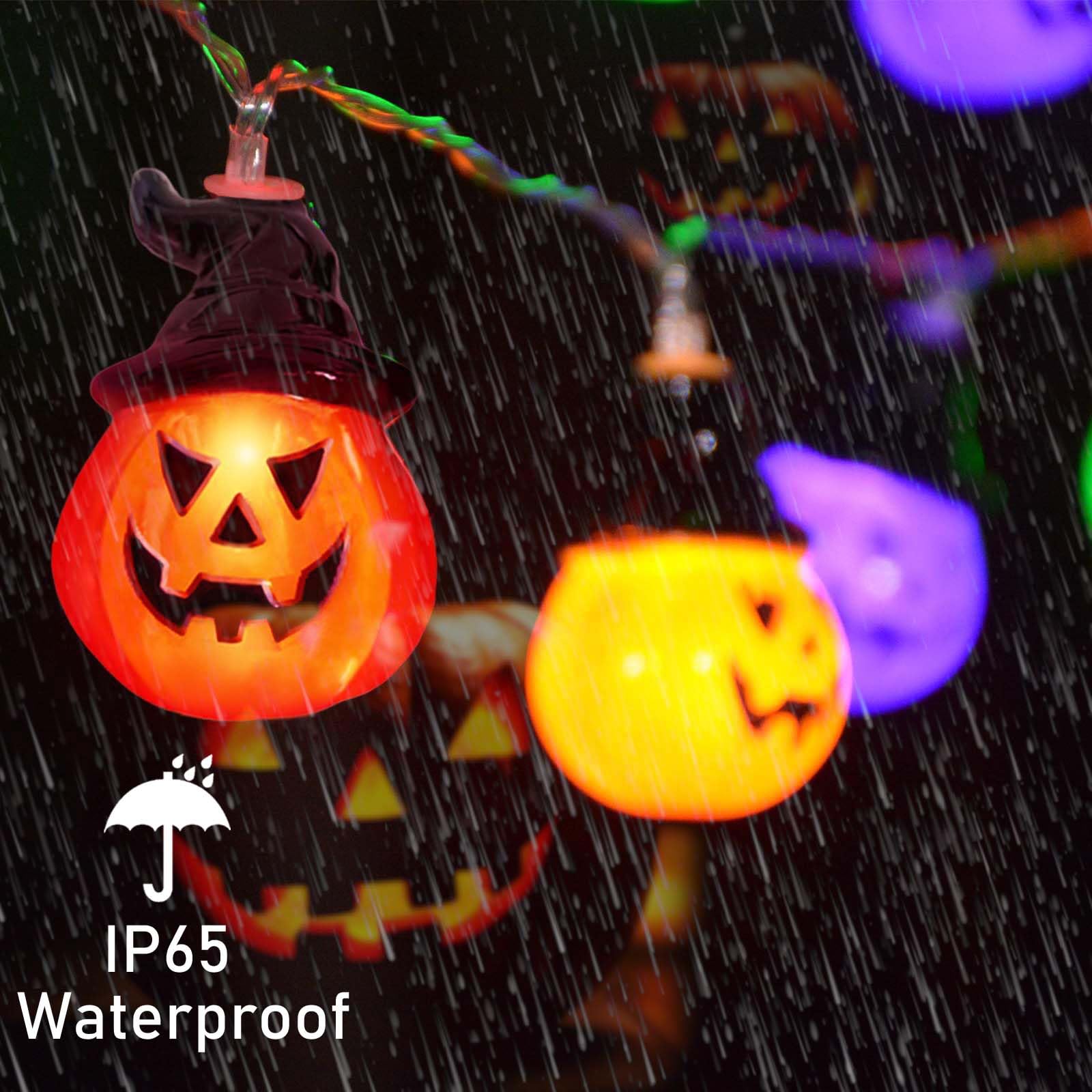Upgraded Solar Halloween Lights Outdoor - 30 LED Solar Powered Pumpkin String Lights with 8 Modes, Auto On/Off, Waterproof for Garden, Yard, Lawn - Perfect for Halloween Decorations, Patio Parties & Outdoor Events