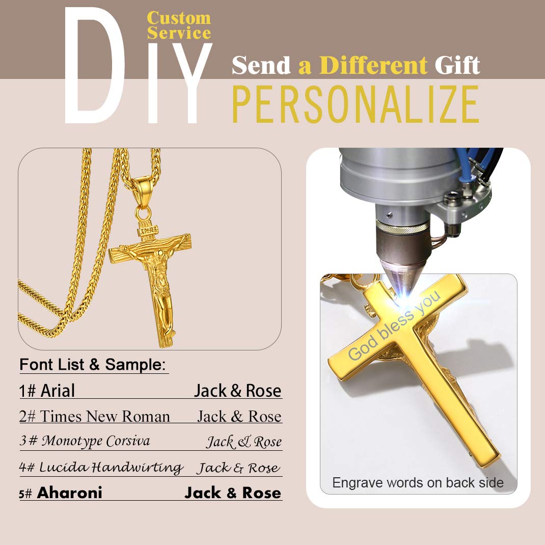 GOLDCHIC Sterling Silver Cross INRI Crucifix Pendant Necklace with Virgin Mary Miraculous Medal - Religious Christian Jewelry for Women & Men - Perfect for Baptism, First Communion, Confirmation & Daily Faith Wear