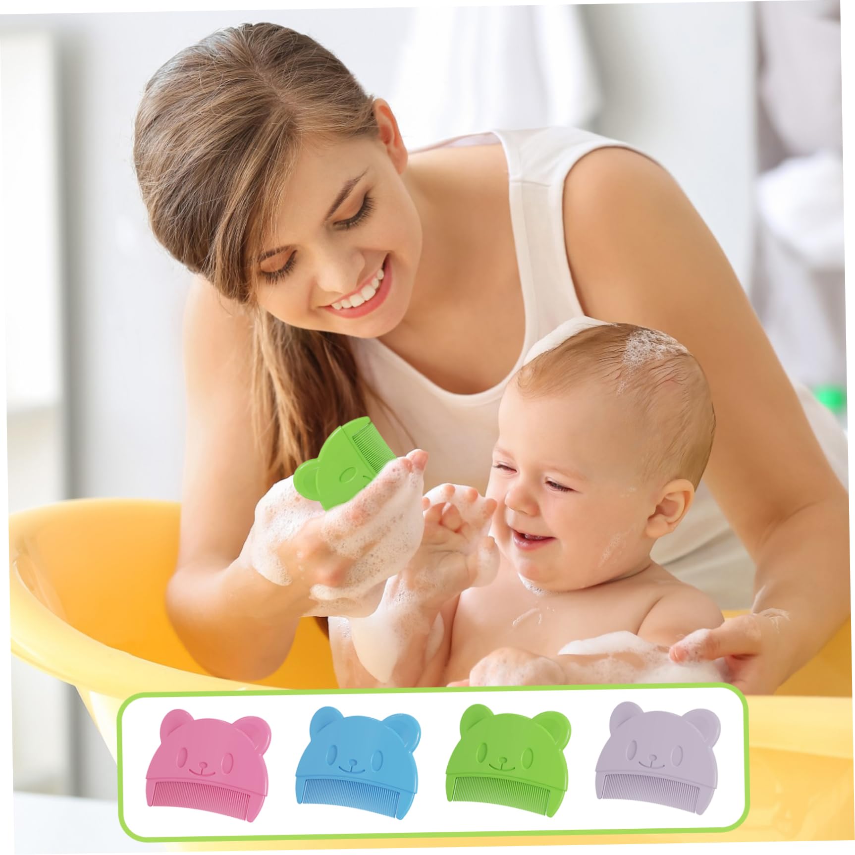 4Pcs Baby Hair Brush Set - Soft Bristles & Fine Teeth Comb for Newborns & Infants | Gentle Scalp Massage, Dandruff & Lice Prevention | Perfect Baby Shower Gift & Daily Care Essential | Ideal for Home, Travel & Nursery Use