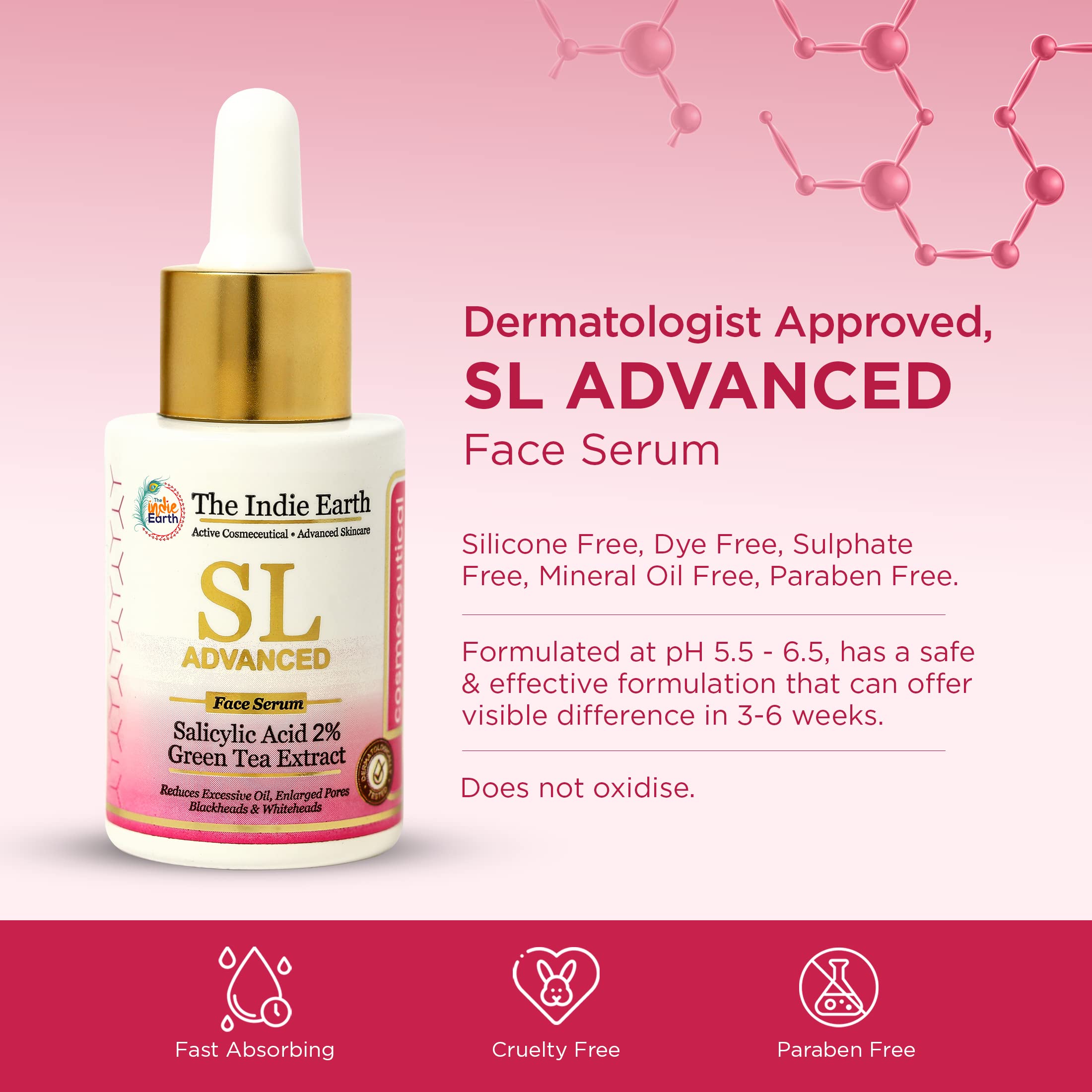 **Indie Earth SL Advanced 2% Salicylic Acid & Green Tea Extract Face Serum – Dermatologist Tested for Acne, Blackheads & Pores – Reduces Oil & Bumpy Skin – 30ml – Perfect for Oily & Acne-Prone Skin Daily Care**