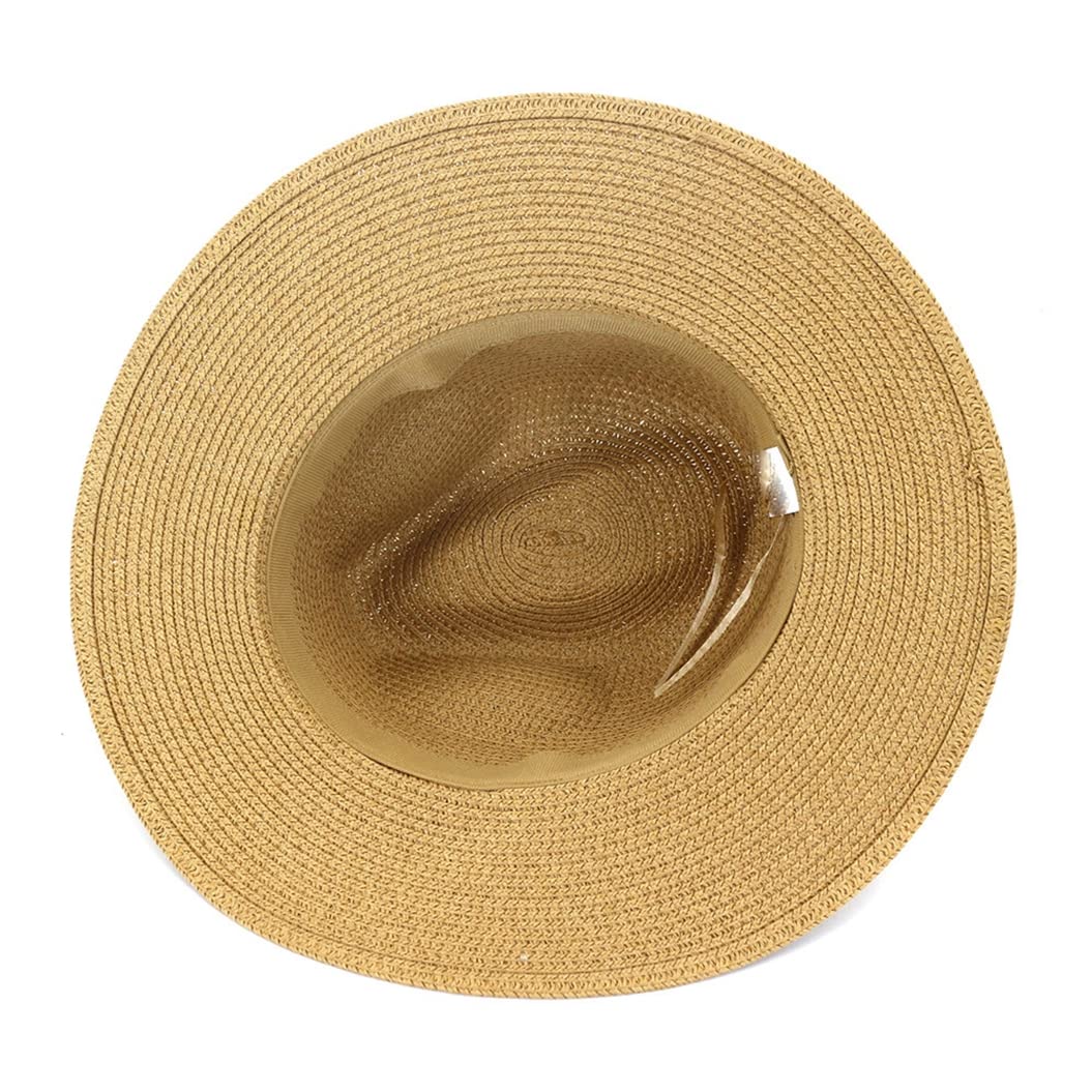 Breathable Straw Sun Hat for Women - Fashionable Wide Brim Panama Hat for Summer, Vacation, Travel & Beach - Pink Sun Cap for Outdoor Activities, Gardening and Poolside Relaxation