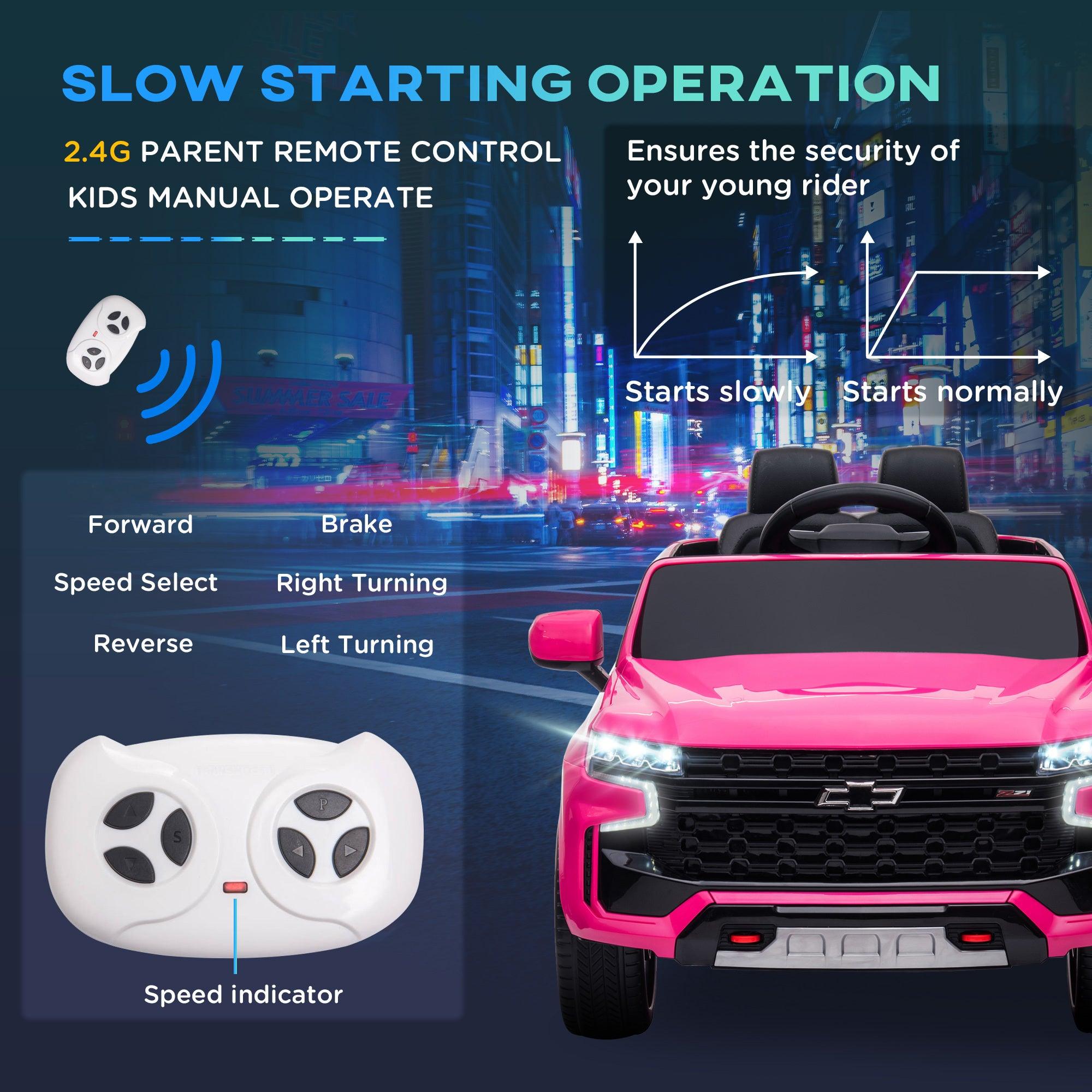 Chevrolet TAHOE Licensed 12V Battery Powered Kids Electric Ride-On Car with Parent Remote Control, Music, Lights & Horn - Pink Electric Vehicle Toy for Boys & Girls Ages 3-6 | Perfect for Birthday Gifts, Outdoor Play & Backyard Fun