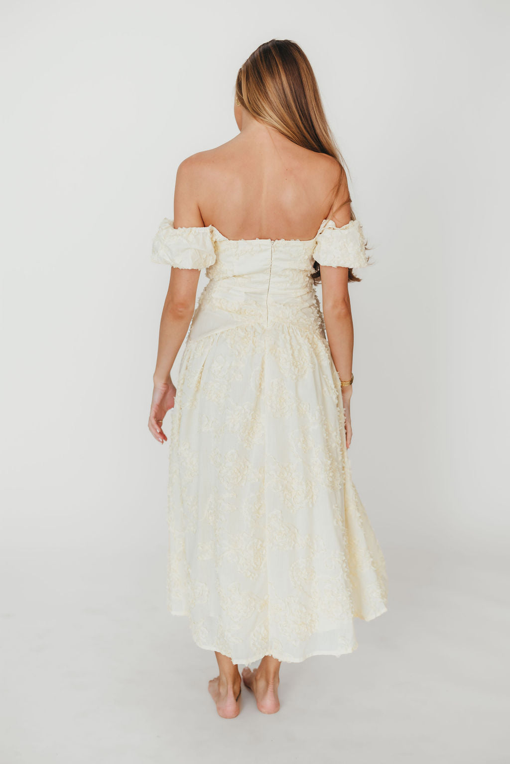 Gracie Embellished Midi Dress in Butter Yellow - Elegant Floral Lace Cocktail Dress for Women | Perfect for Weddings, Parties & Special Occasions