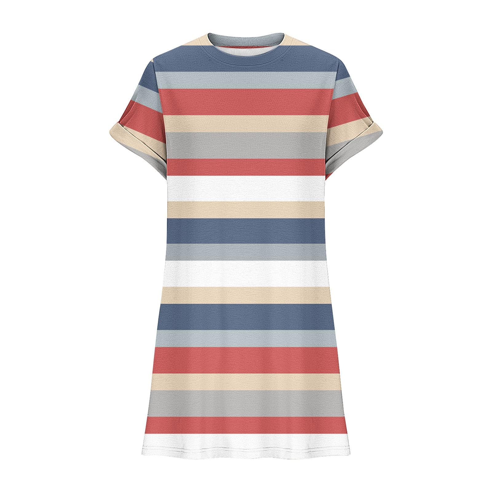 2025 Women's Summer Dresses - Solid Color Crewneck Short Sleeve T-Shirt Dress | Loose Fit Beach Vacation Mini Dress for Casual Outings, Pool Parties & Tropical Getaways