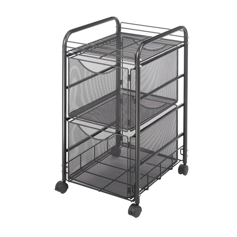 2-Drawer Mesh File Cabinet on Wheels - Mobile Storage Organizer for Office, Home, or Classroom Use