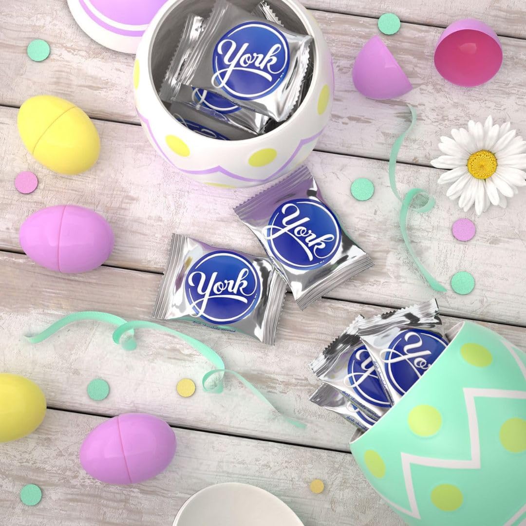 York Peppermint Patties - Dark Chocolate Mint Candy Eggs - Individually Wrapped Bulk Pack (1 Pound) - Perfect for Holiday Gifts, Party Favors & Office Treats