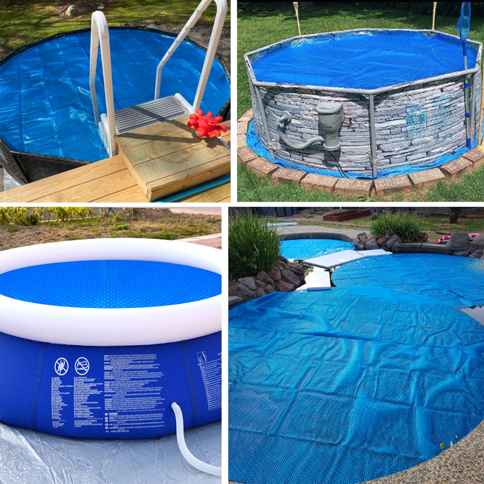 Evoio Heavy-Duty Solar Pool Cover Blanket - 15 ft Round Floating Thermal Blanket for Inground & Above Ground Swimming Pools & Hot Tubs | Bubble Insulation for Heat Retention & Energy Savings | Perfect for Backyard, Residential & Commercial Use