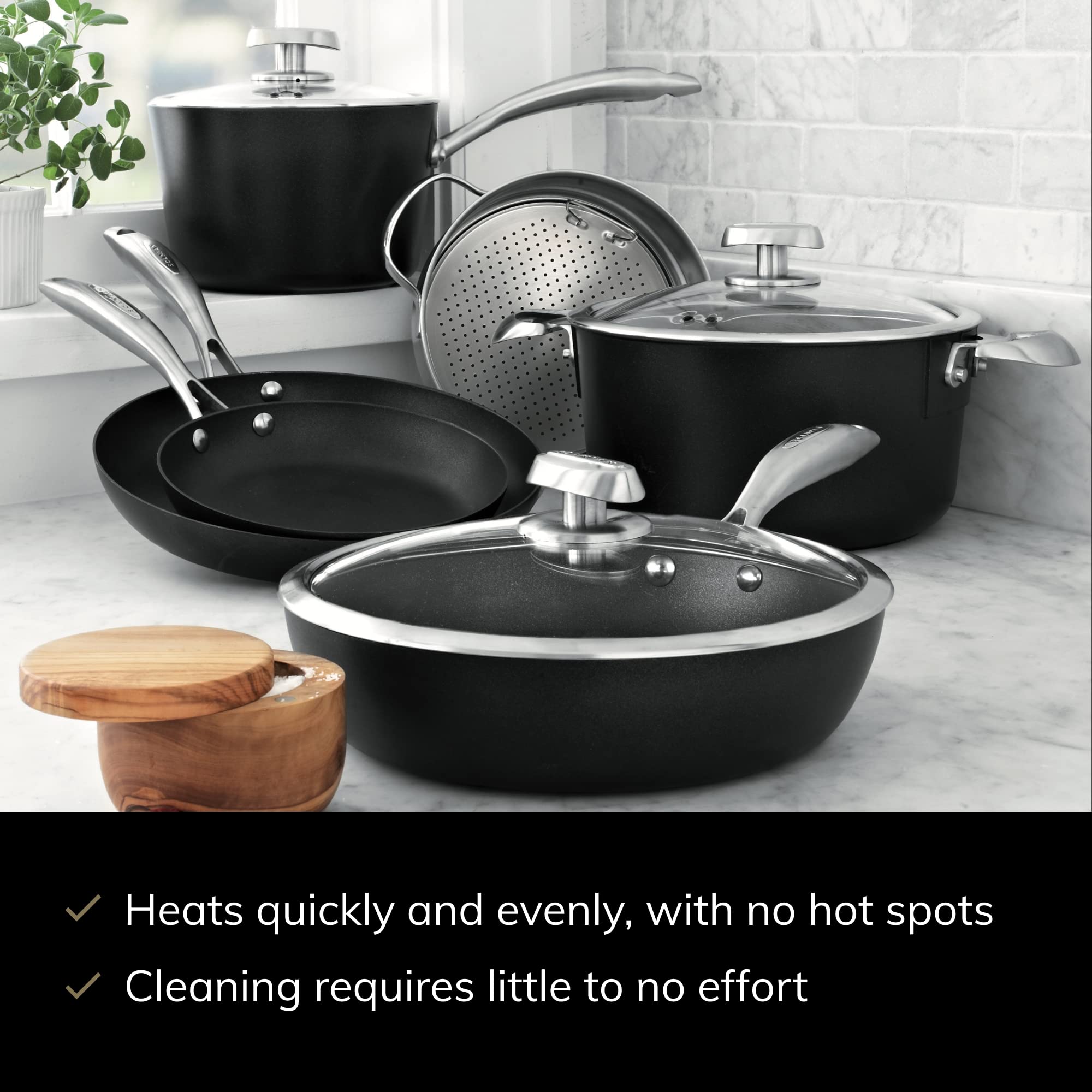 SCANPAN Pro IQ 12-Piece Nonstick Cookware Set - Premium Danish Handcrafted Pots & Pans - Oven, Dishwasher & Metal Utensil Safe - Perfect for Home Cooking, Professional Chefs & Gift Giving