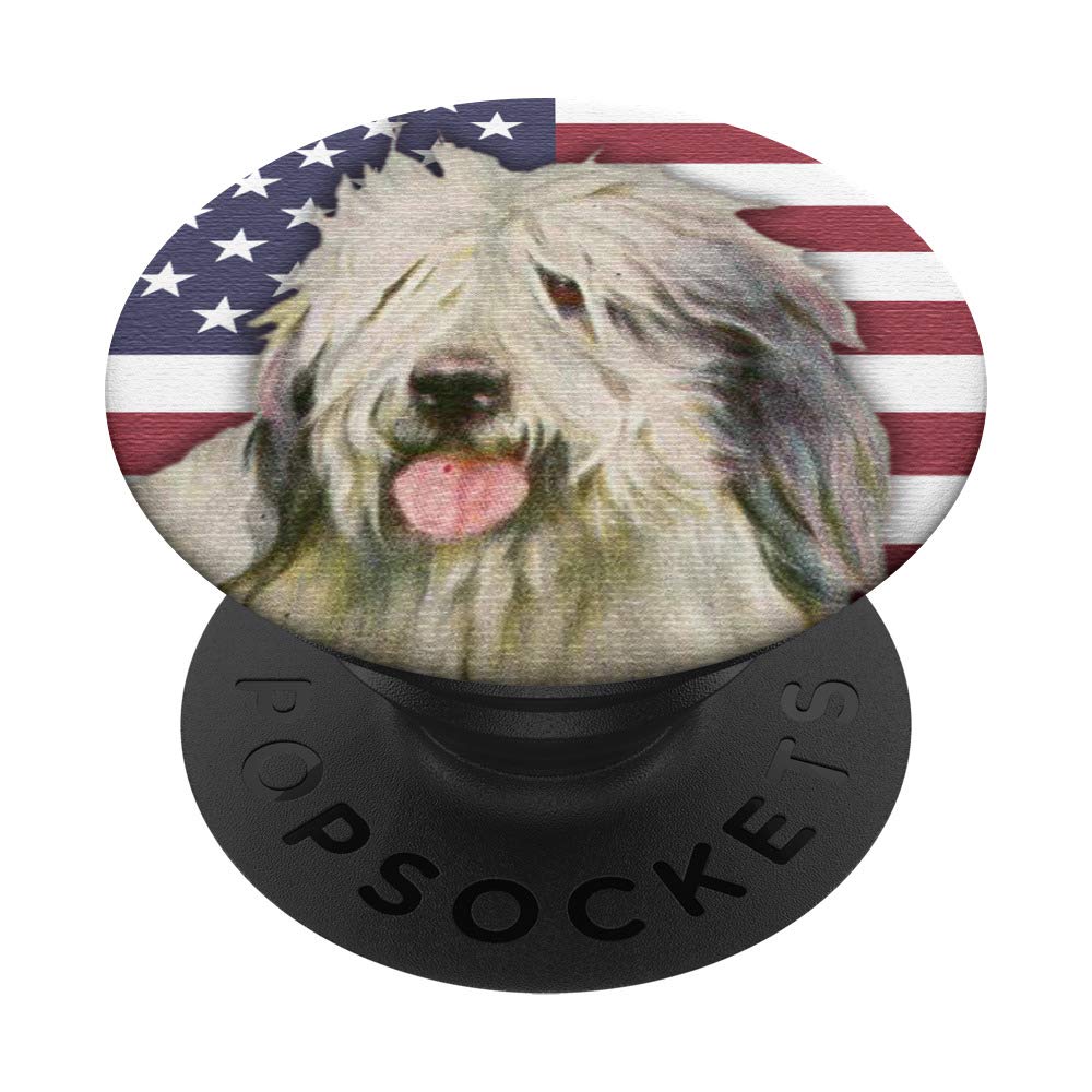 Old English Sheepdog Plush Toy with USA Flag - Cute Stuffed Animal for Kids, Dog Lovers & Patriotic Decor | Perfect Gift for Birthdays, Nursery Decor & American Holidays