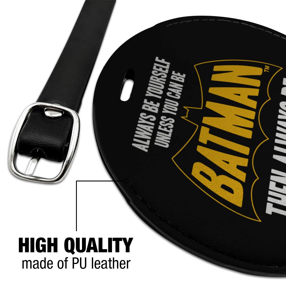 Batman Round Leather Luggage Tag - Durable Suitcase ID Tag for Carry-On Bags - Perfect for Travel, Business Trips & Superhero Fans